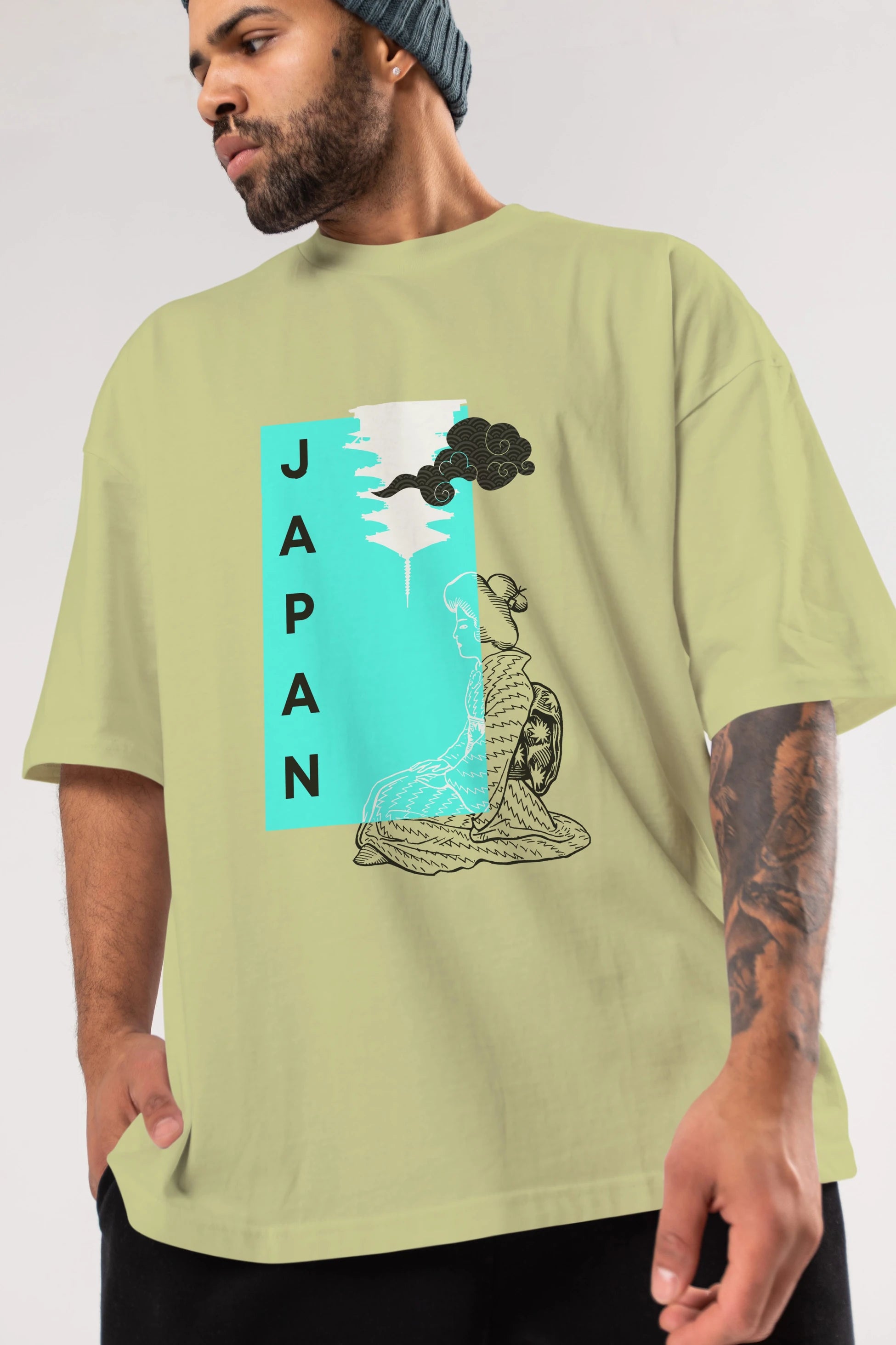 Japan Yazılı Streetwear Ön Baskılı Oversize t-shirt Erkek Kadın Unisex