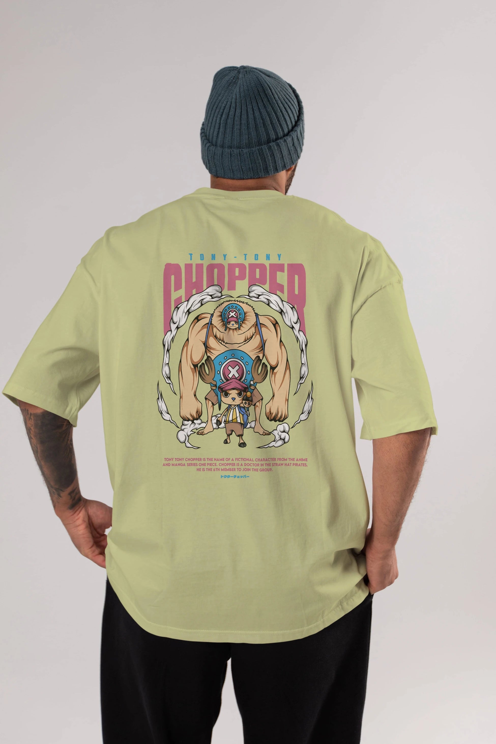 Tony Tony Chopper Anime Arka Baskılı Oversize t-shirt Erkek Kadın Unisex