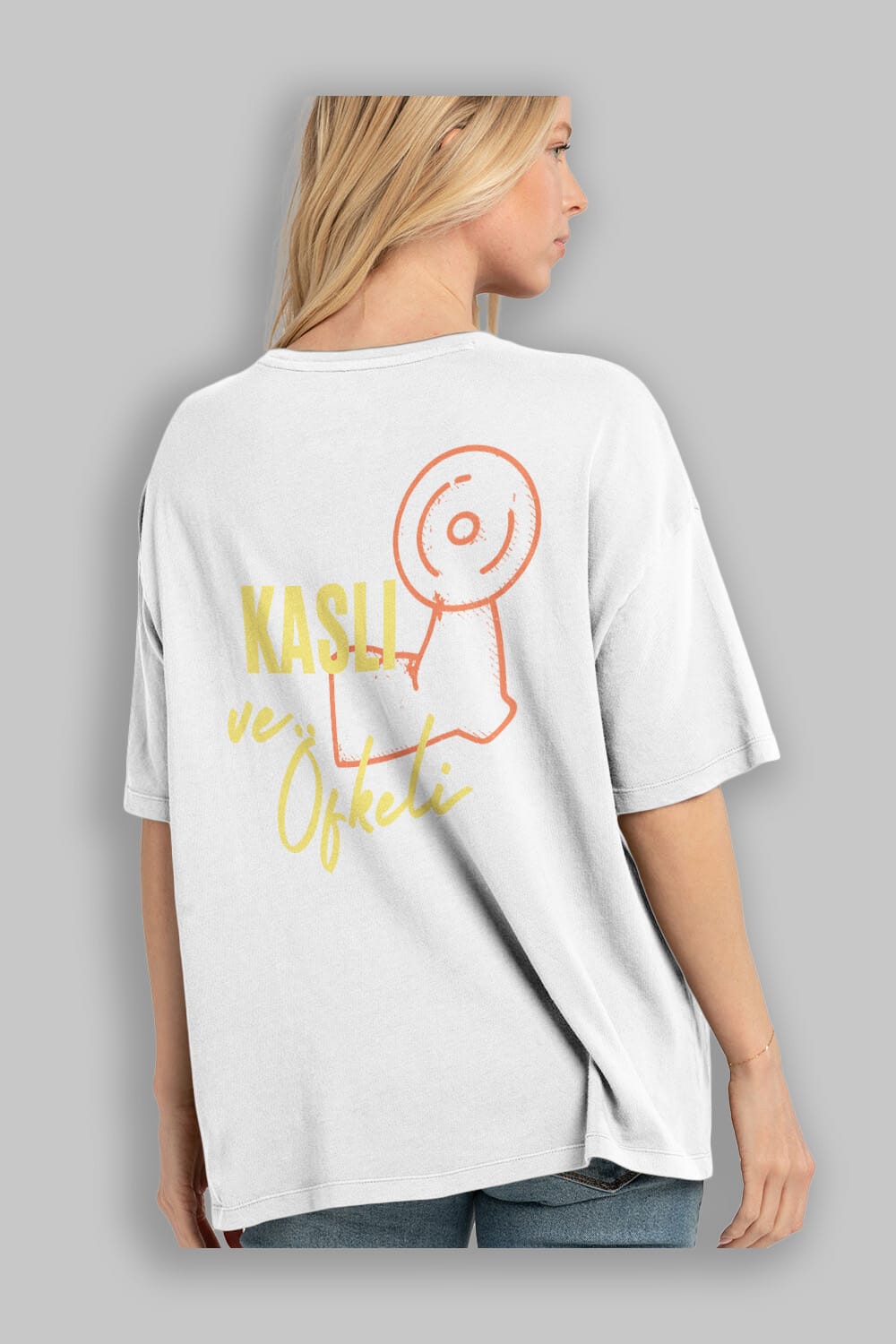 Kaslı ve Öfkeli Yazılı Arka Baskılı Oversize t-shirt Erkek Kadın Unisex