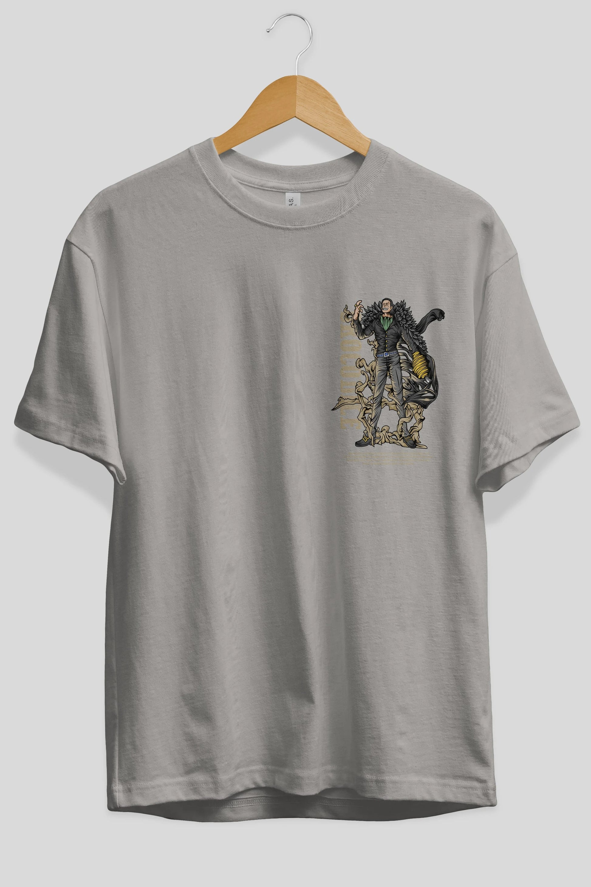 Crocodile Ön Sol Baskılı Oversize t-shirt Erkek Kadın Unisex %100 Pamuk Bisiklet Yaka tişort