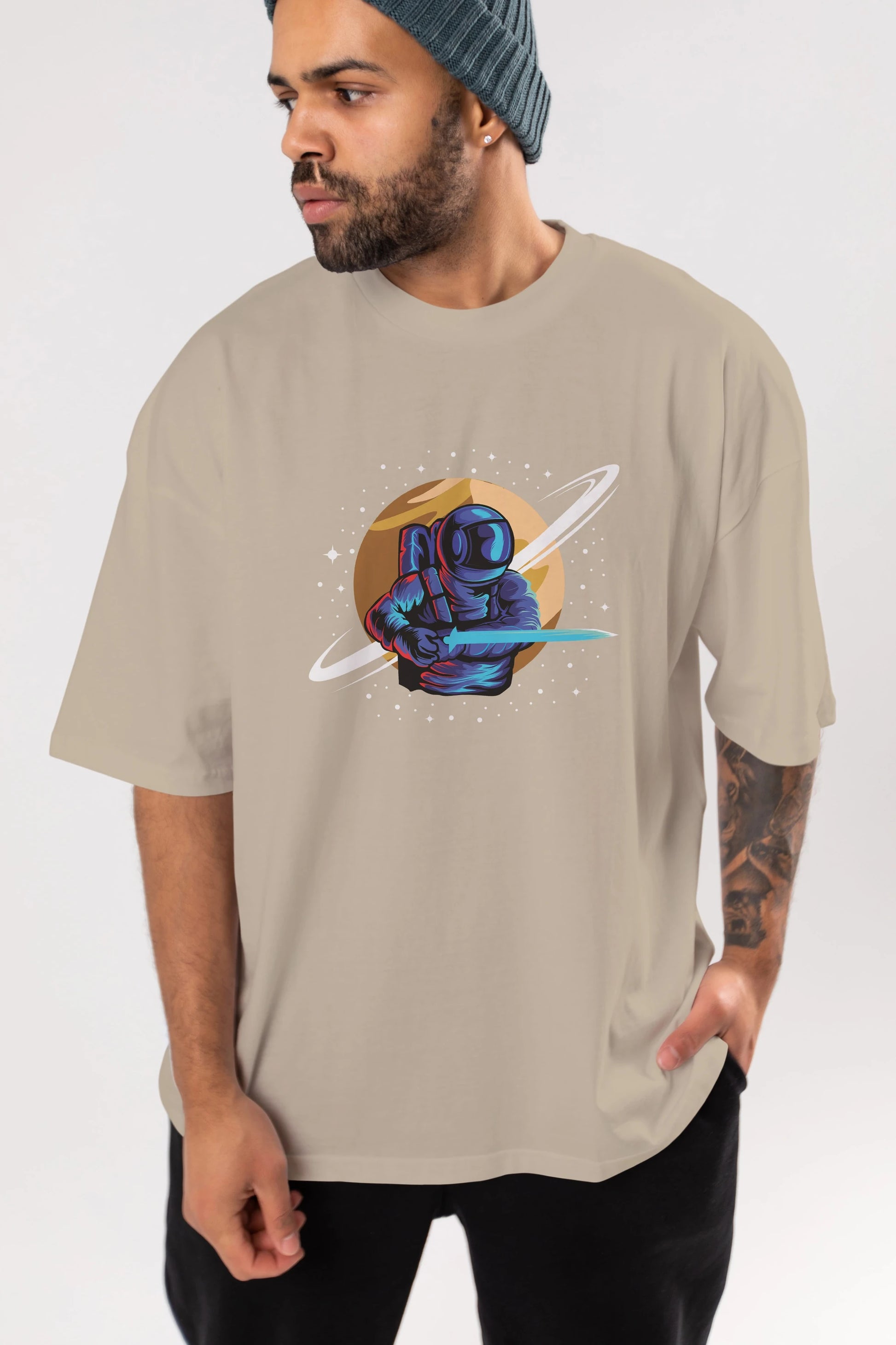 Astro Knight Ön Baskılı Oversize t-shirt Erkek Kadın Unisex