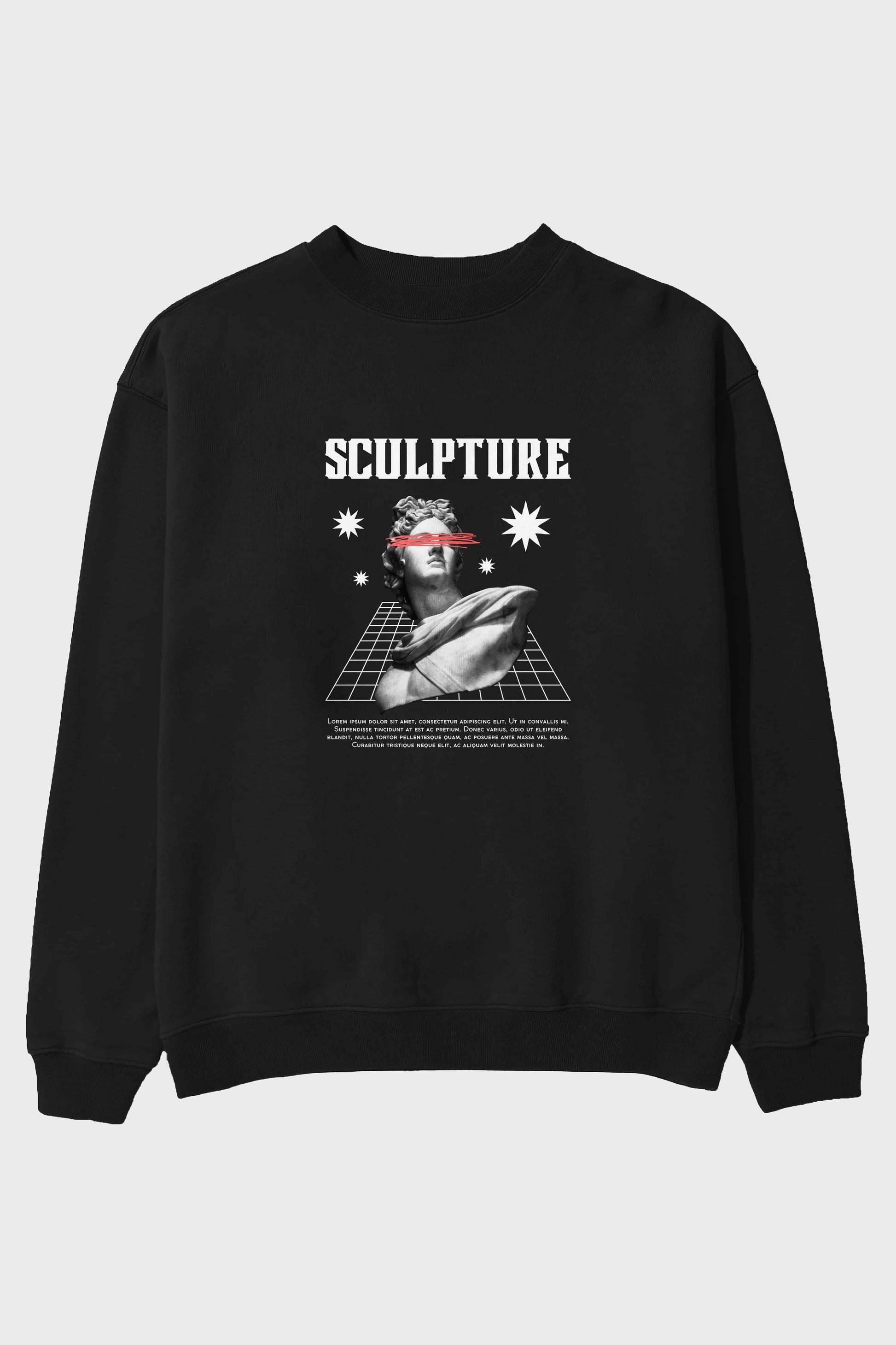 Sculpture Yazılı Ön Baskılı Oversize Sweatshirt Erkek Kadın Unisex