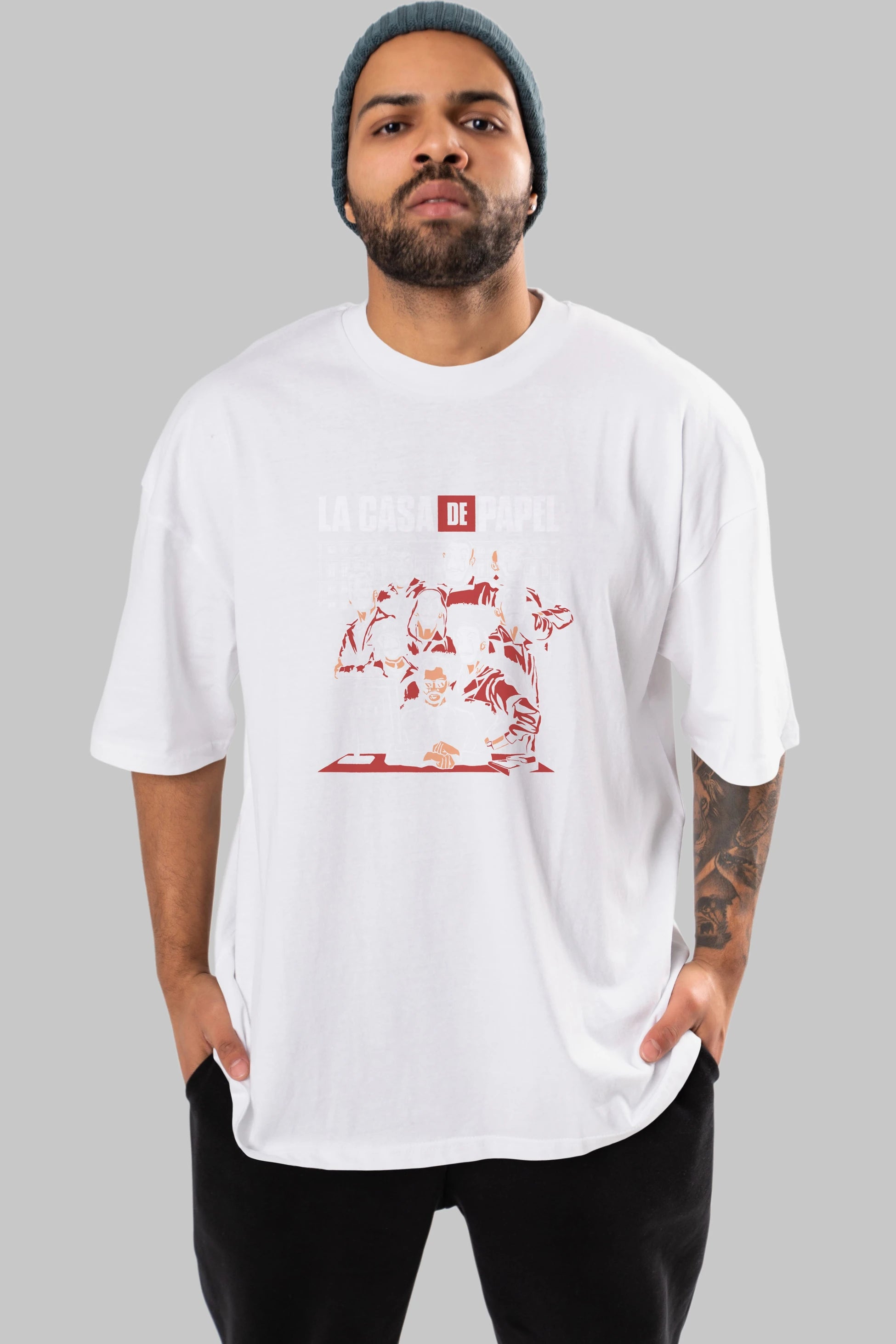 La Casa De Papel (5) Ön Baskılı Oversize t-shirt Erkek Kadın Unisex %100 Pamuk Bisiklet Yaka tişort