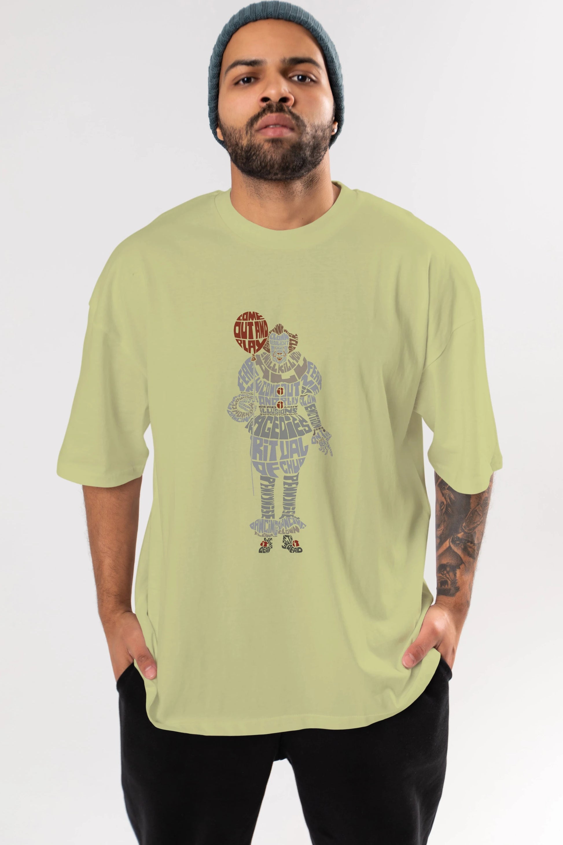 It Ön Baskılı Oversize t-shirt %100 pamuk Erkek Kadın Unisex