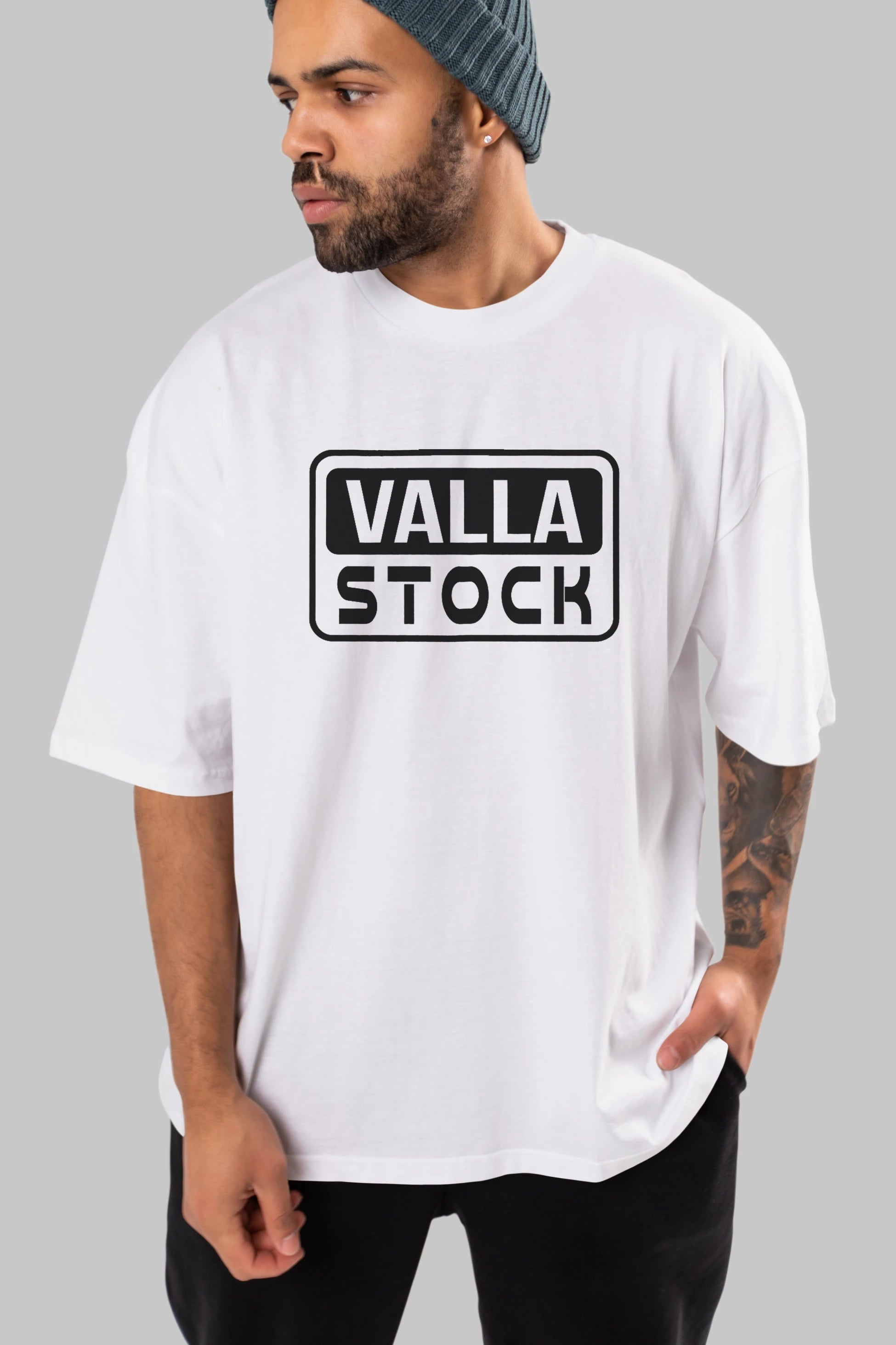 Valla Stock Ön Baskılı Oversize t-shirt %100 pamuk Erkek Kadın Unisex