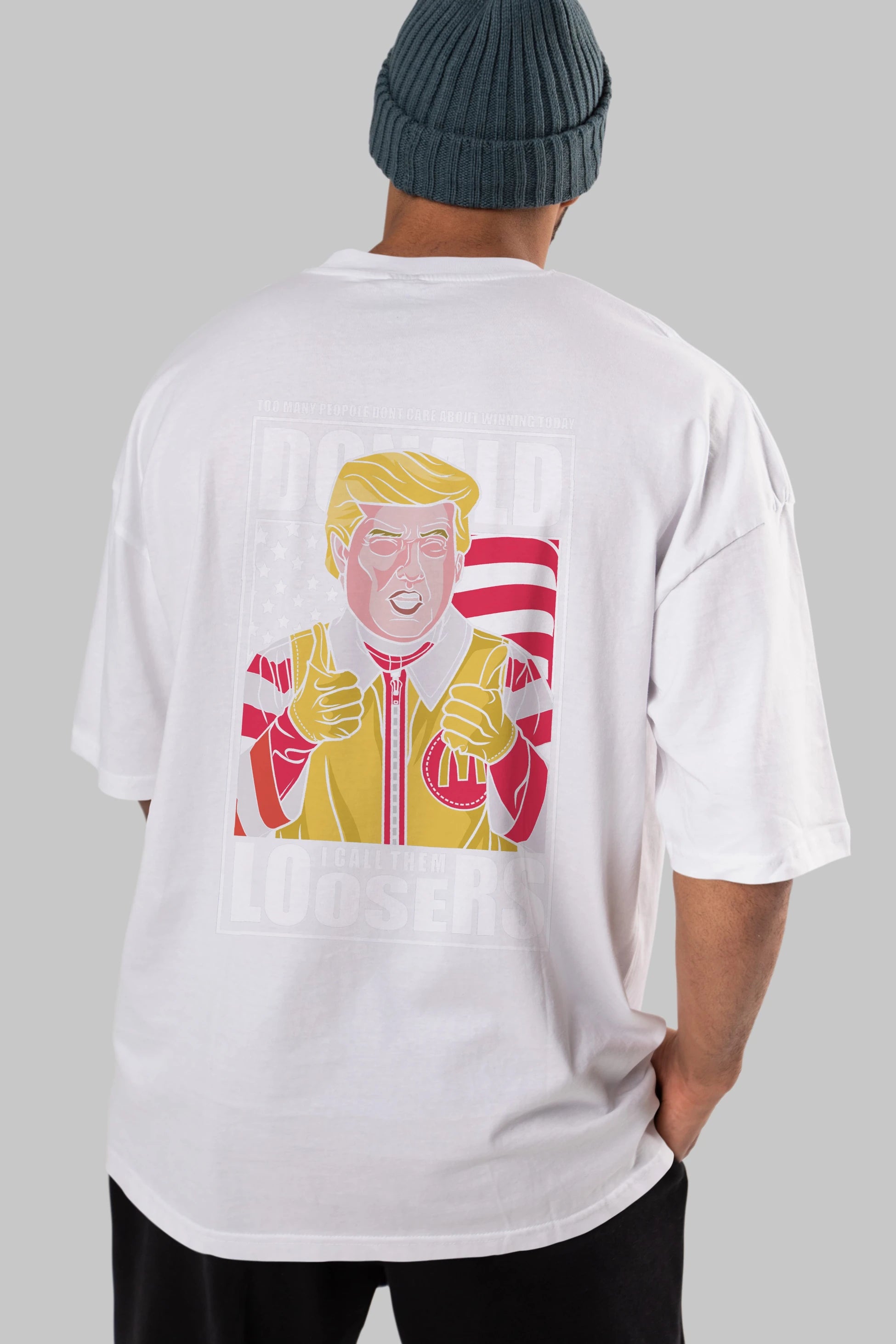 Ronald Trump Arka Baskılı Oversize t-shirt Erkek Kadın Unisex %100 Pamuk tişort
