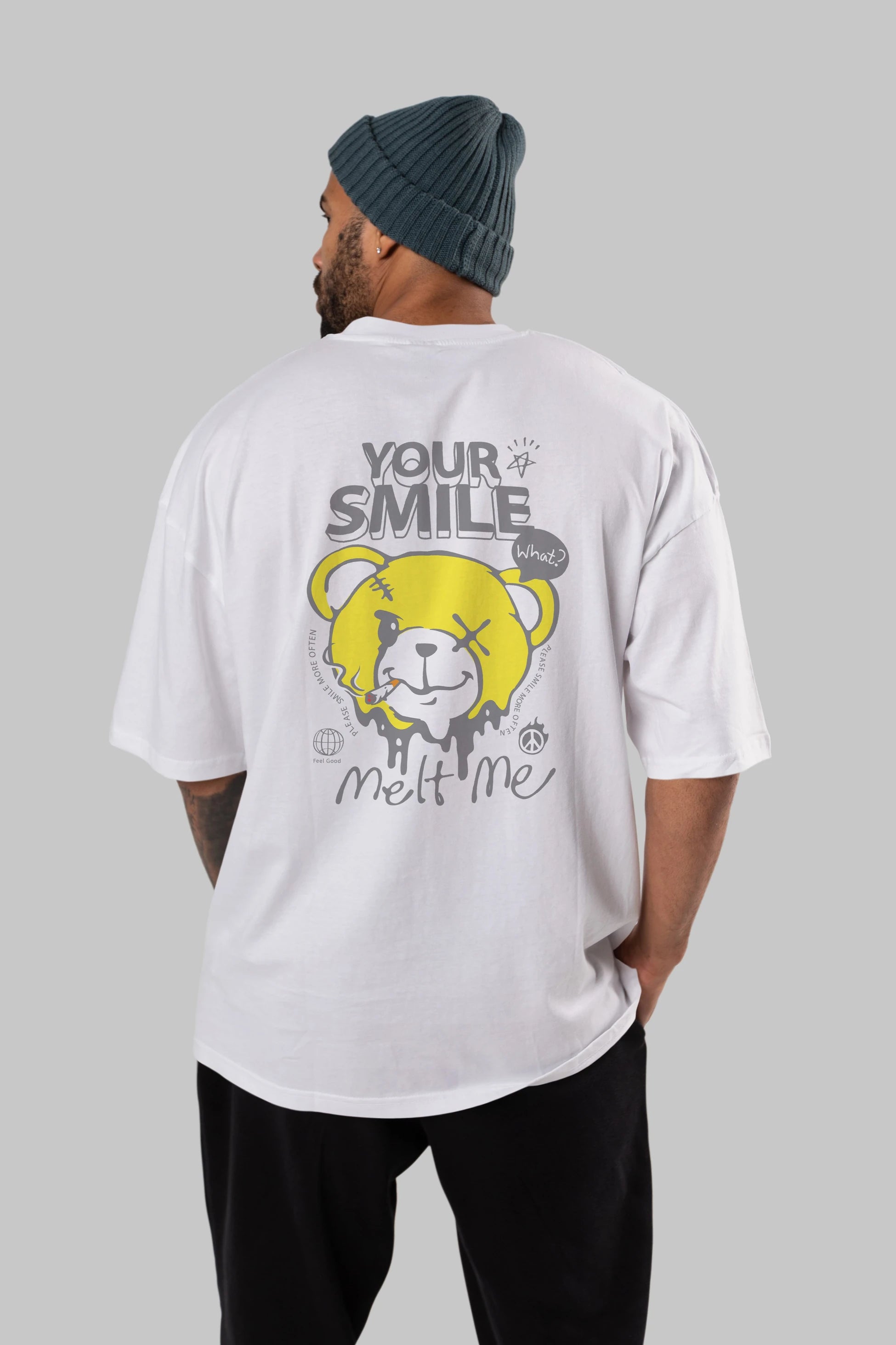 Your Smile Bear Arka Baskılı Oversize t-shirt Erkek Kadın Unisex