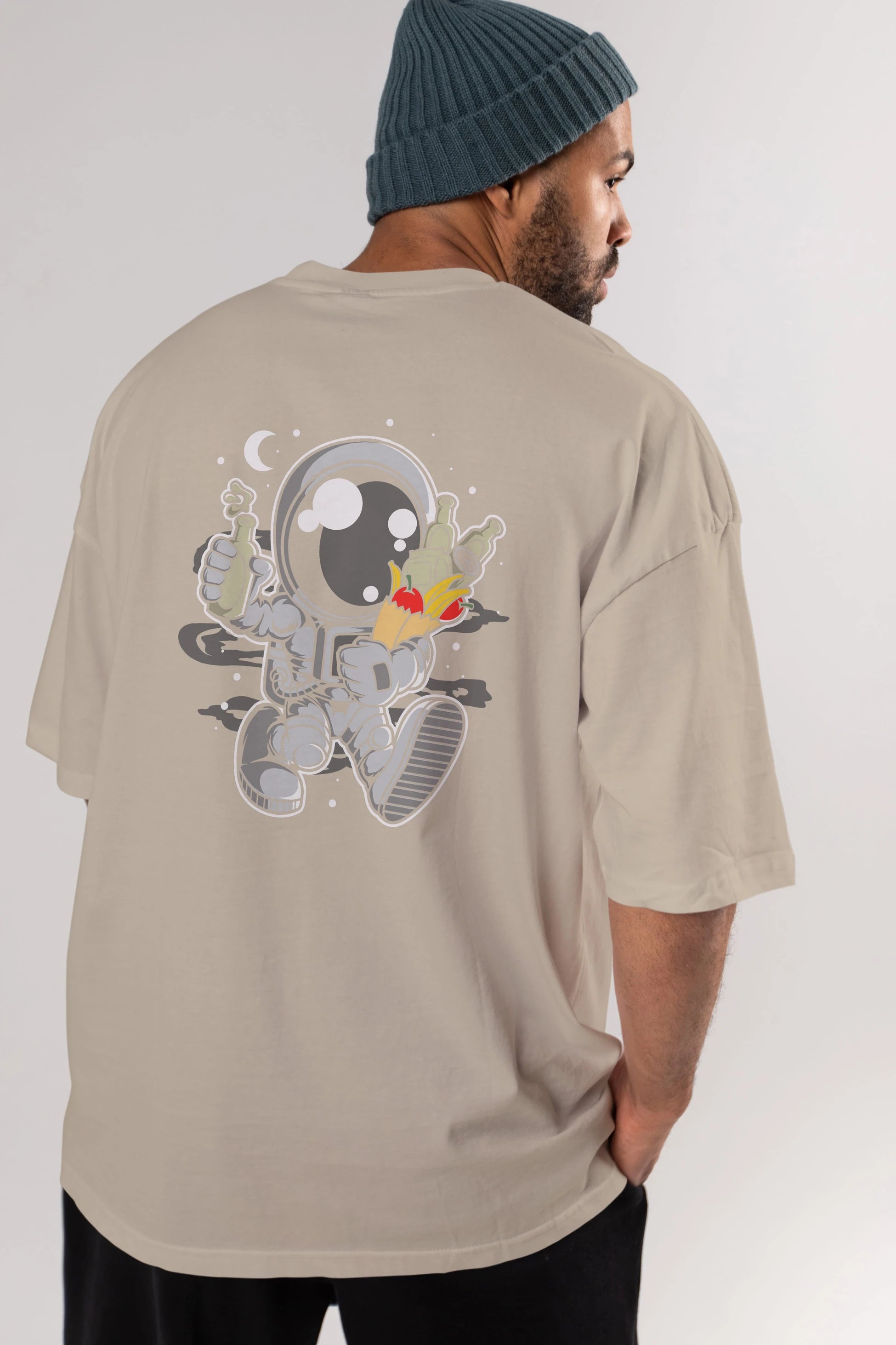 Astronaut Grochery Arka Baskılı Oversize t-shirt Erkek Kadın Unisex