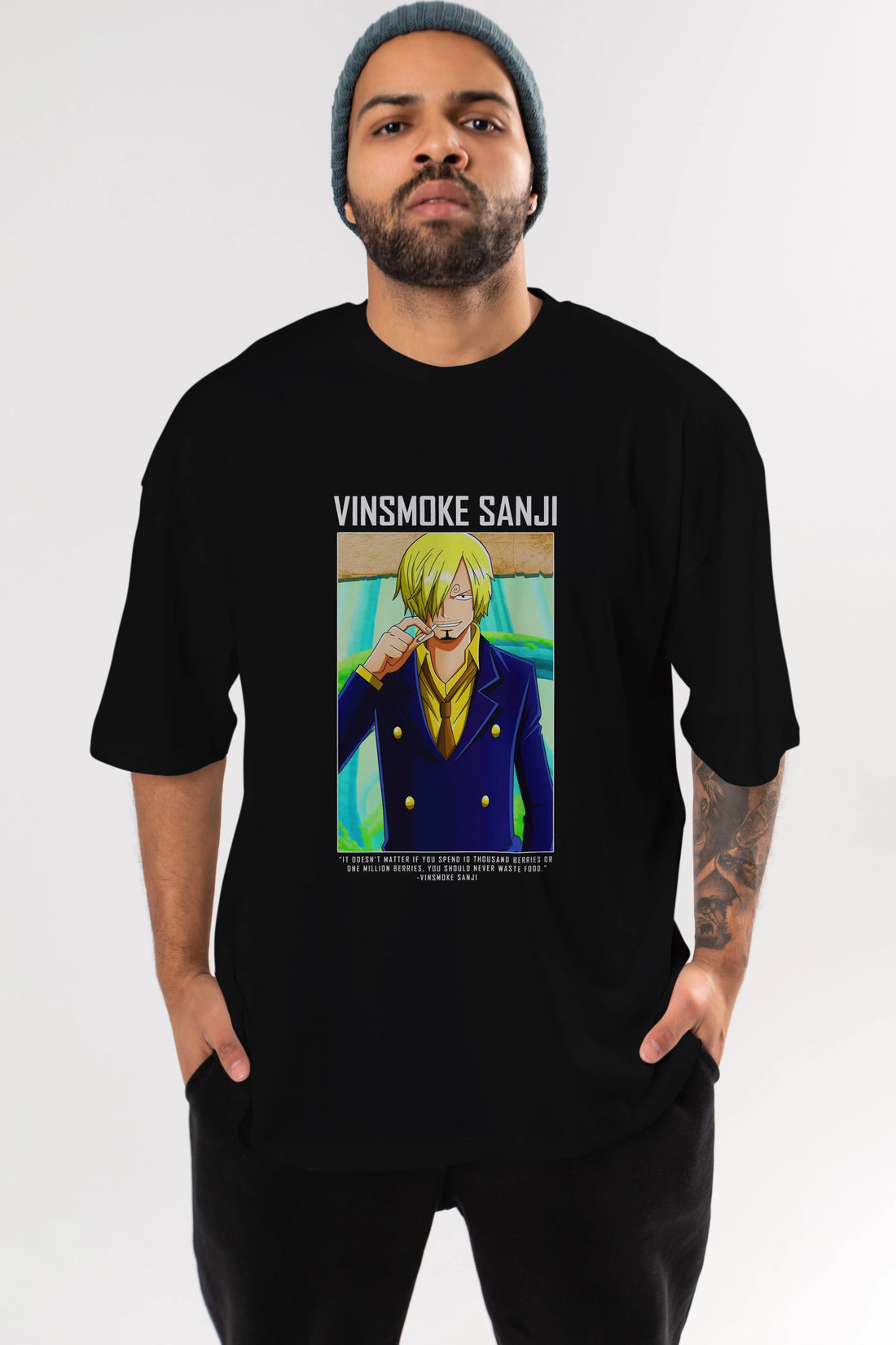 Sanji 2 Anime Ön Baskılı Oversize t-shirt Erkek Kadın Unisex