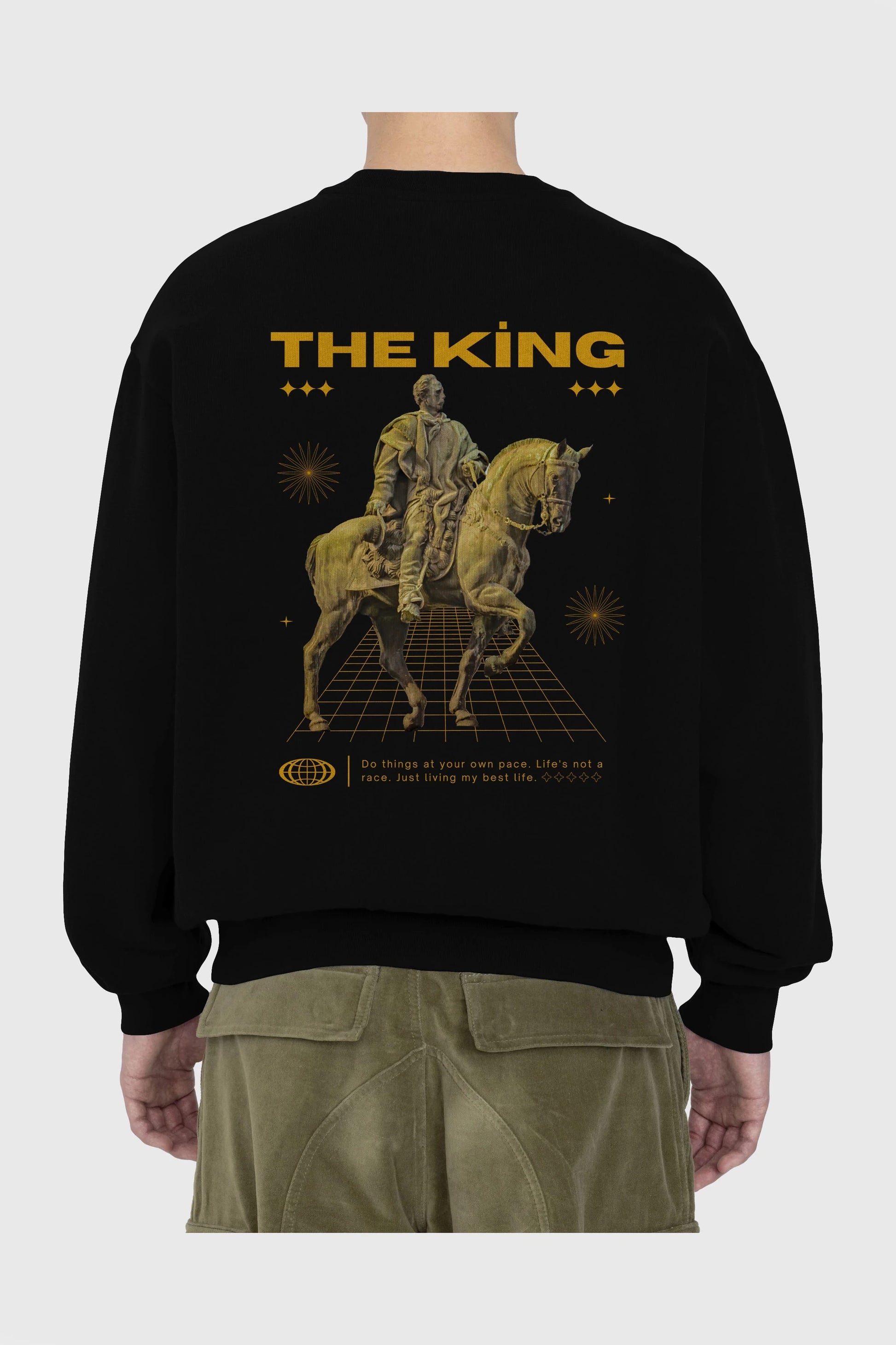 The King Yazılı Arka Baskılı Oversize Sweatshirt Erkek Kadın Unisex