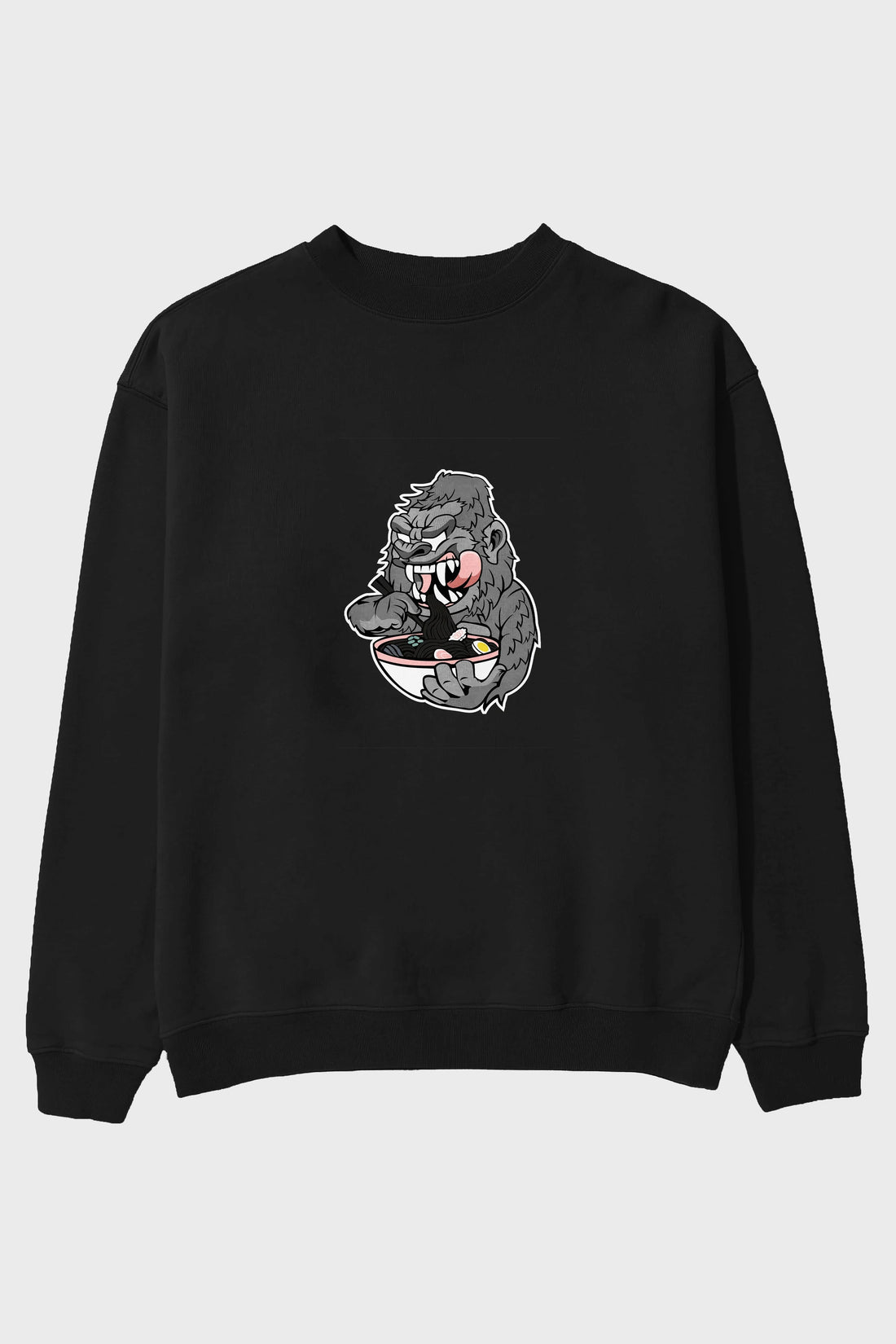 Big Gorilla Ramen Ön Baskılı Oversize Sweatshirt Erkek Kadın Unisex