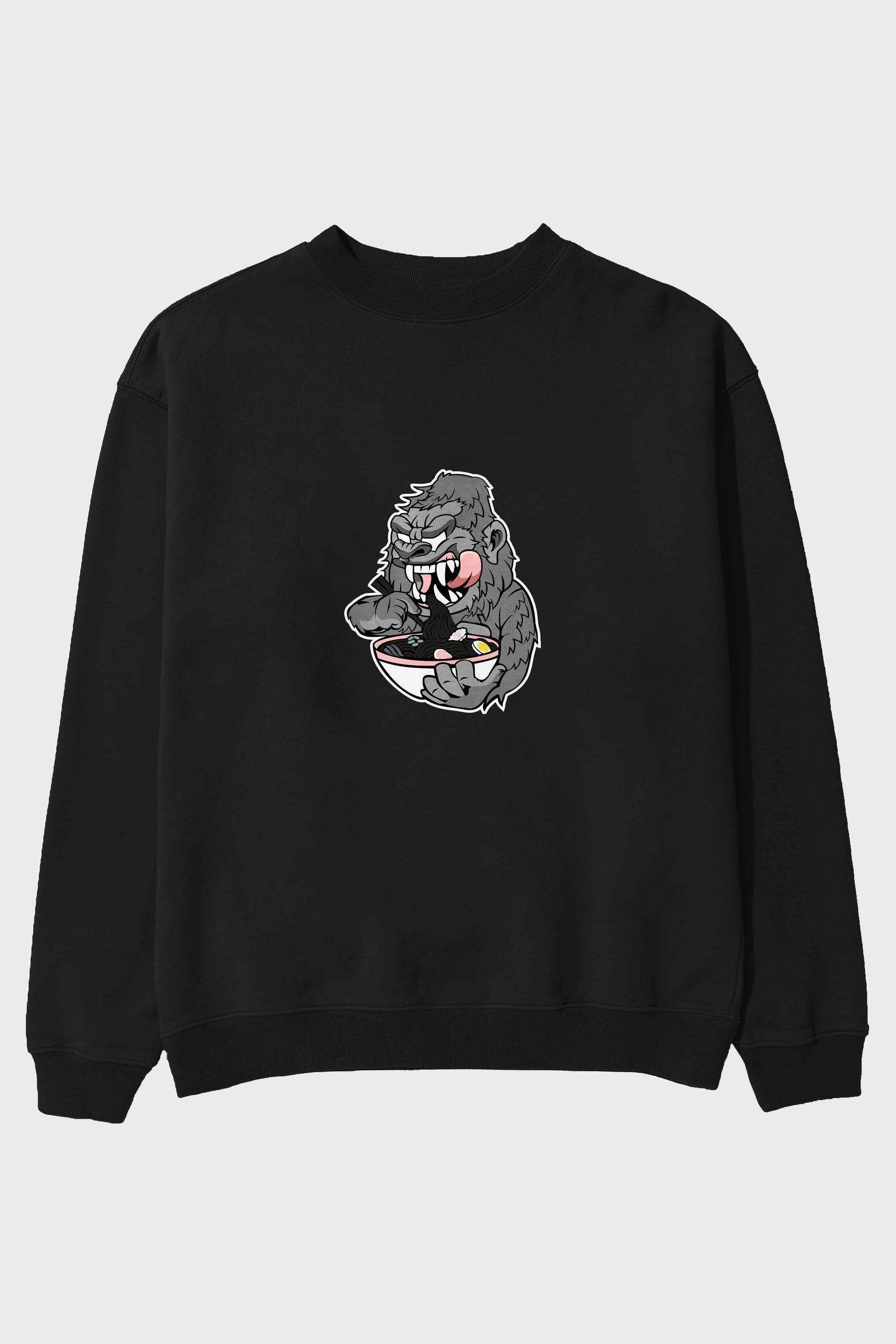 Big Gorilla Ramen Ön Baskılı Oversize Sweatshirt Erkek Kadın Unisex