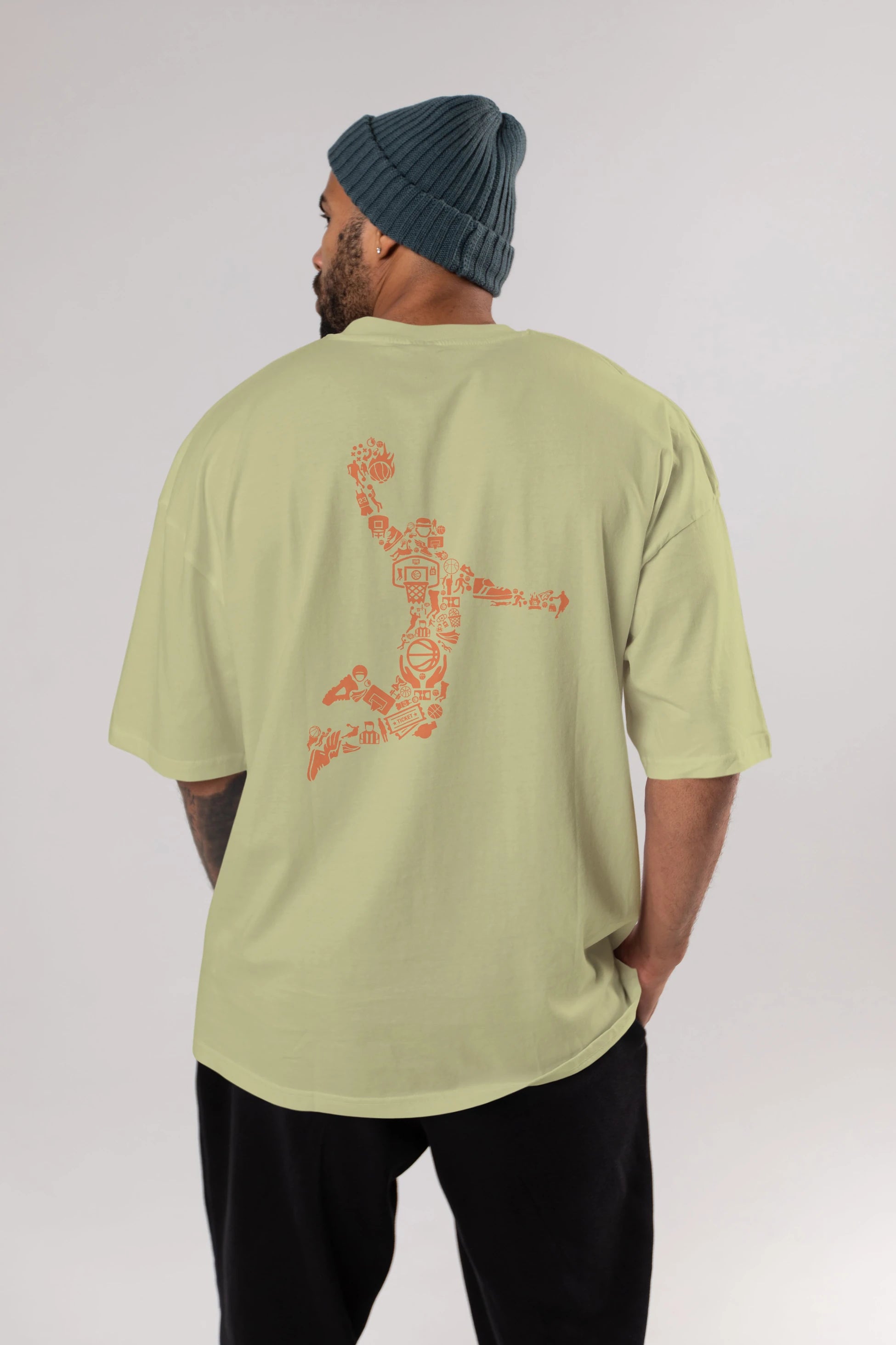 Basketball Player Arka Baskılı Oversize t-shirt %100 pamuk Erkek Kadın Unisex
