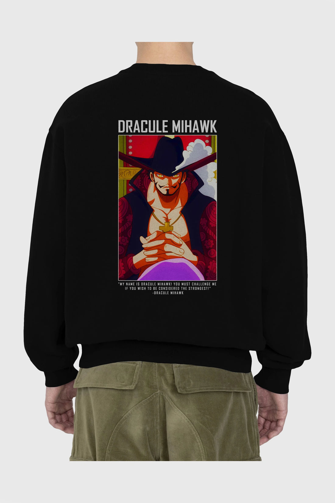 Dracule Mihawk Arka Baskılı Anime Oversize Sweatshirt Erkek Kadın Unisex