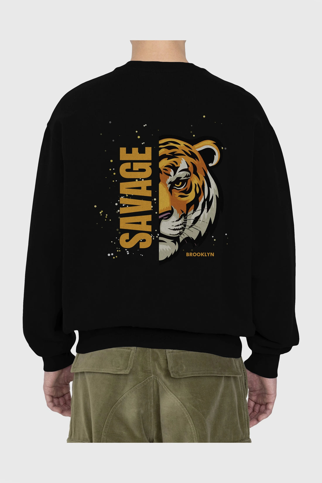 Savage Brooklyn Yazılı Arka Baskılı Oversize Sweatshirt Erkek Kadın Unisex