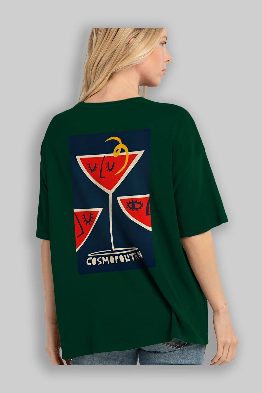 Cosmopolitan 4 Arka Baskılı Oversize t-shirt Erkek Kadın Unisex %100 Pamuk Bisiklet Yaka tişort