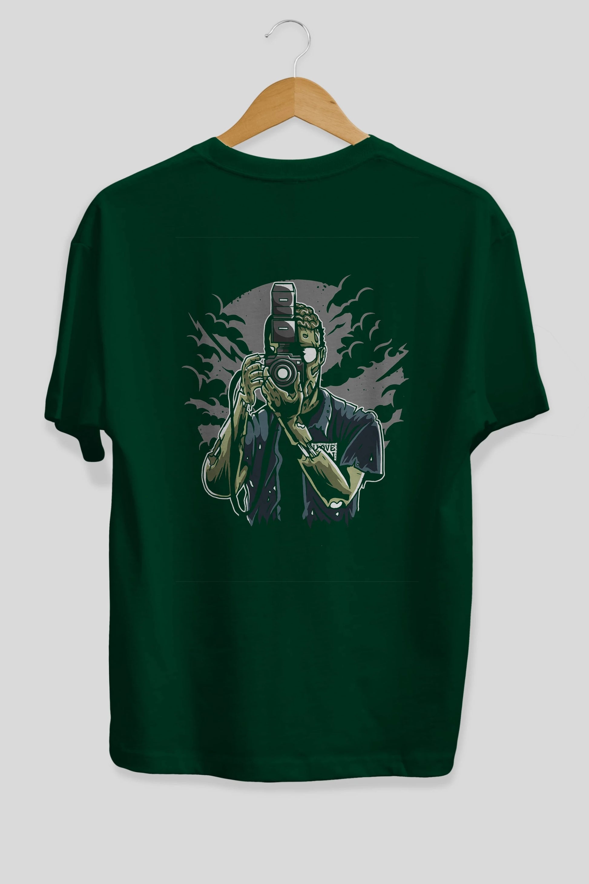Zombie Photographer Arka Baskılı Oversize t-shirt Erkek Kadın Unisex %100 Pamuk