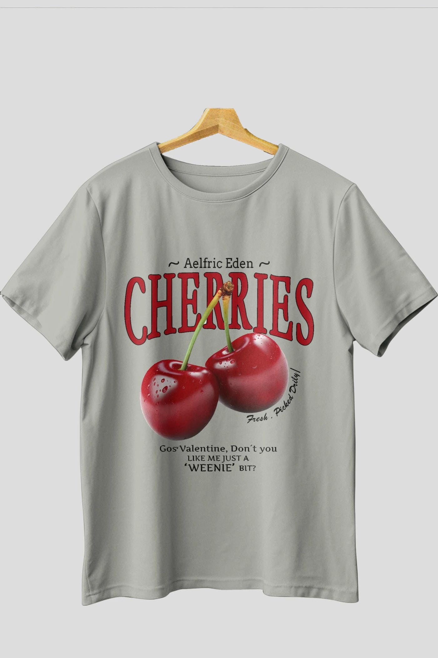 Cherry Cherries Ön Baskılı Oversize t-shirt Erkek Kadın Pamuk Bisiklet Yaka tişort