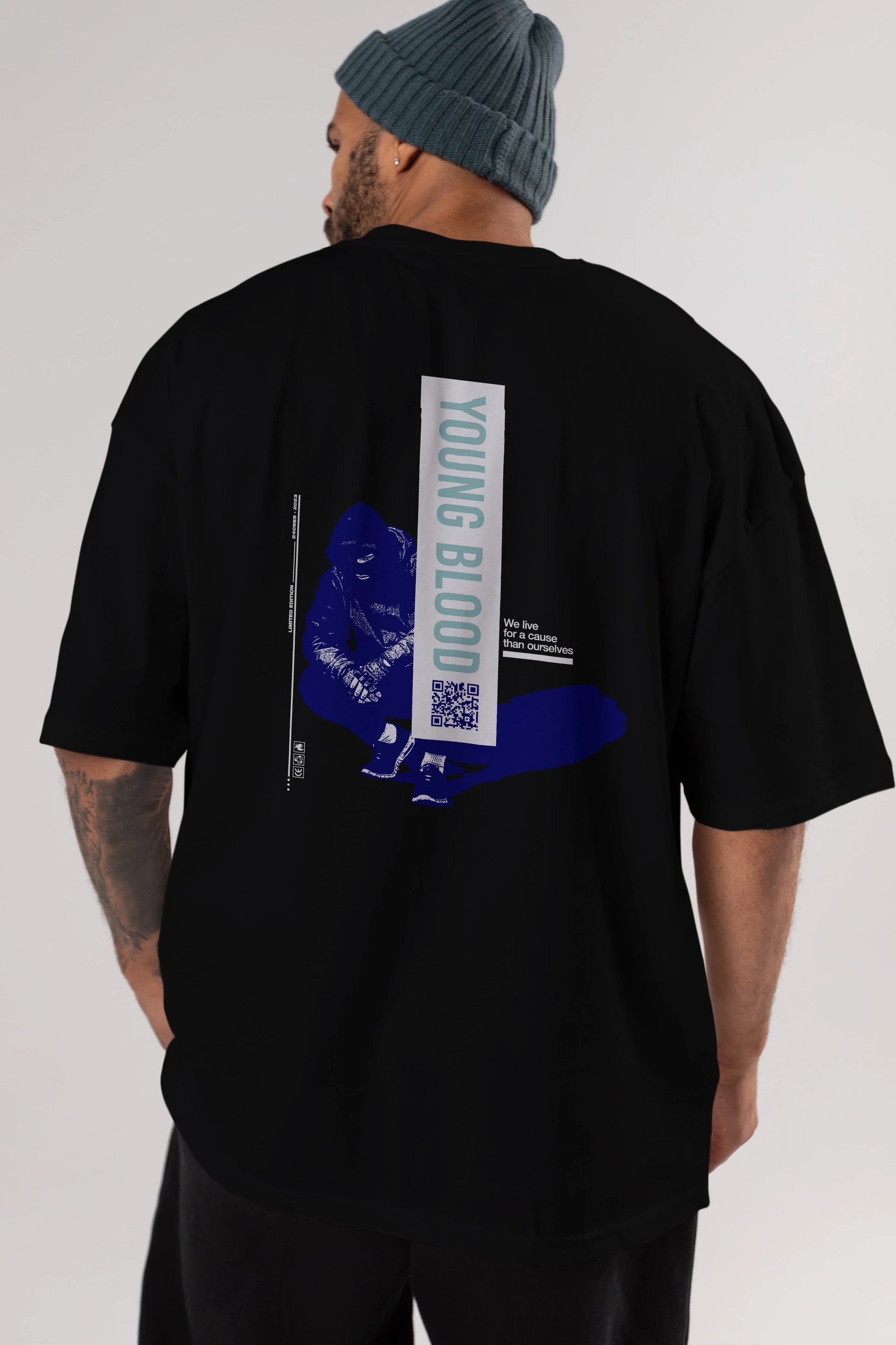 Young Blood Arka Baskılı Oversize t-shirt Erkek Kadın Unisex