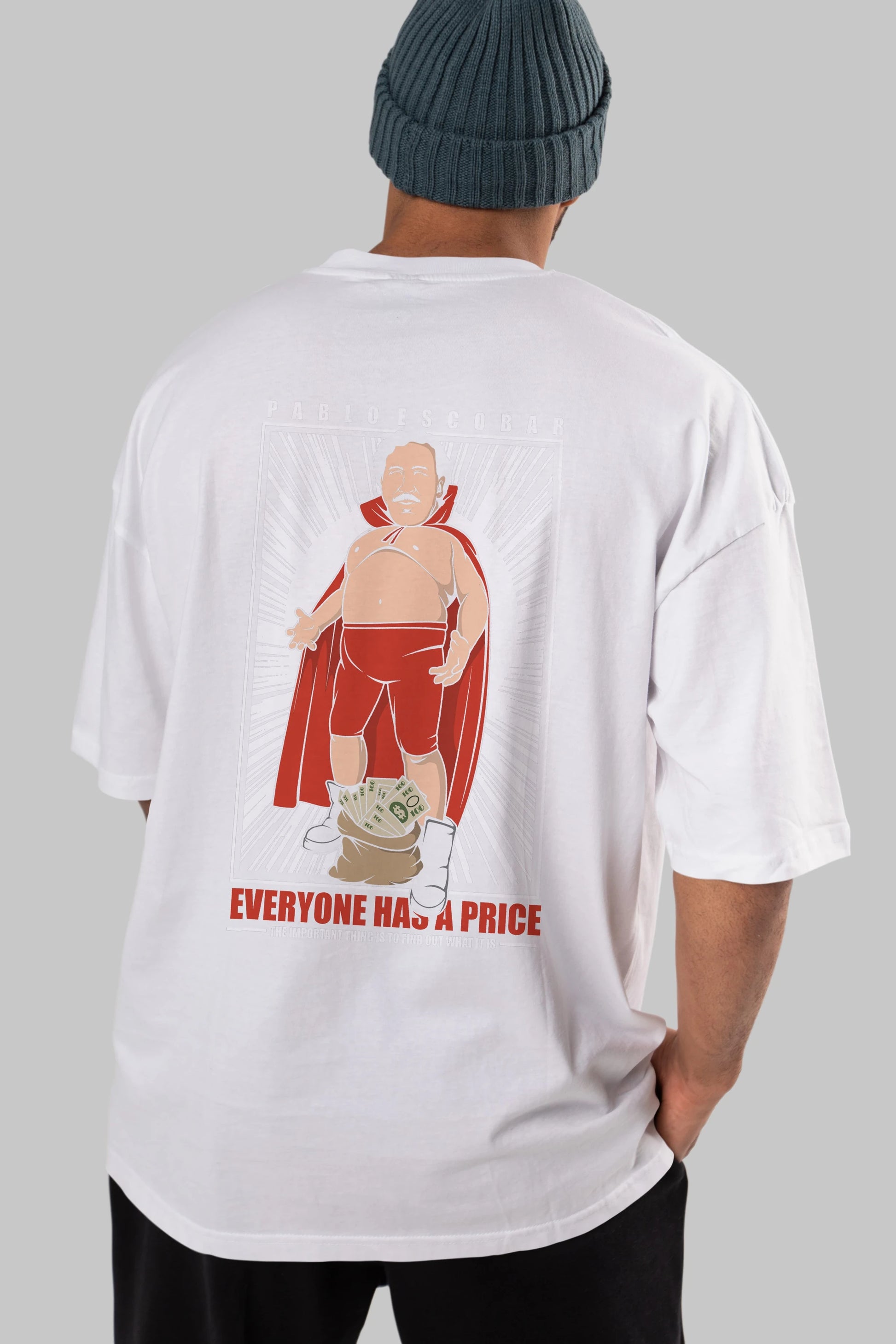 Pablo Escobar Luchador Arka Baskılı Oversize t-shirt Erkek Kadın Unisex %100 Pamuk tişort