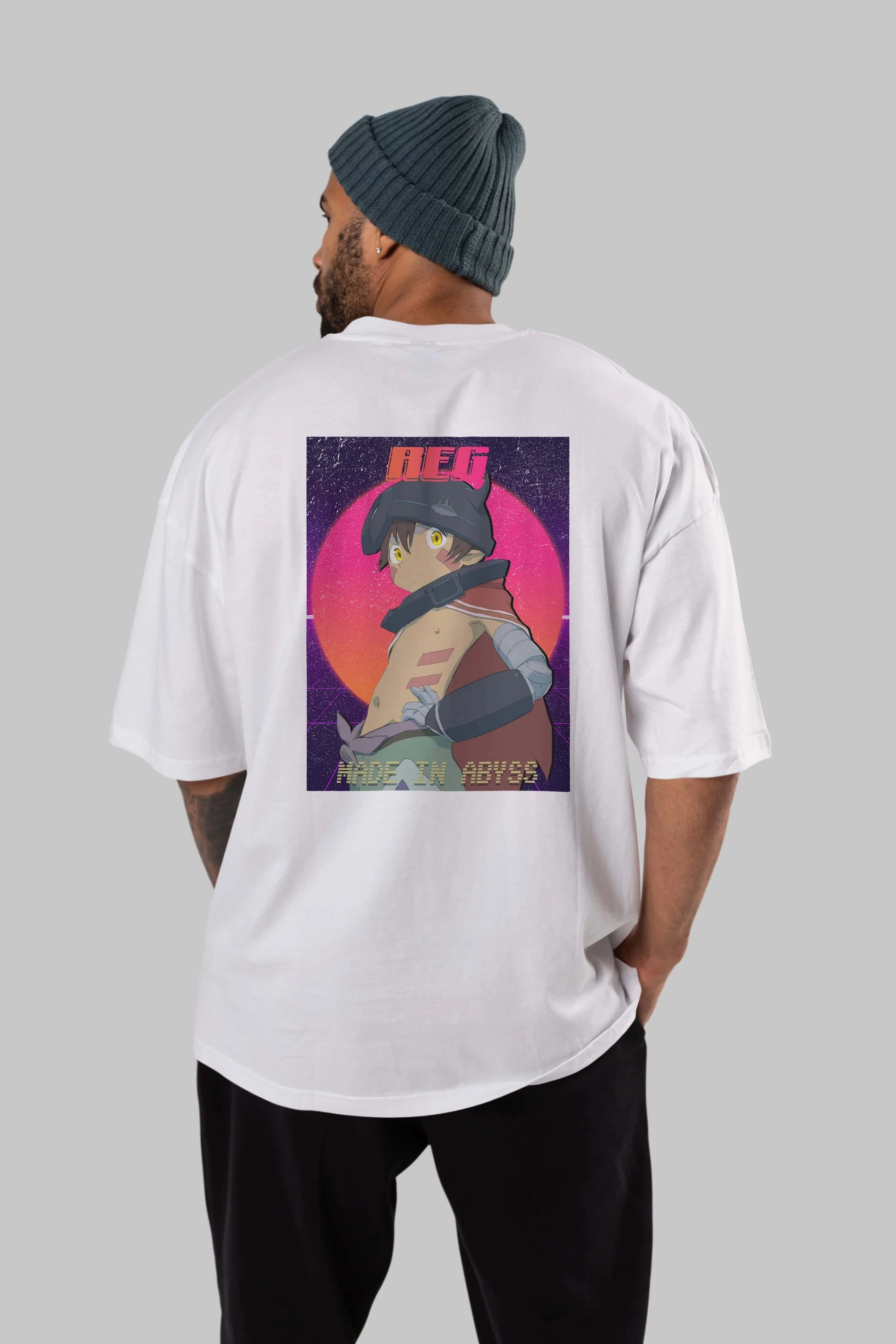 Reg 7 Anime Arka Baskılı Oversize t-shirt Erkek Kadın Unisex