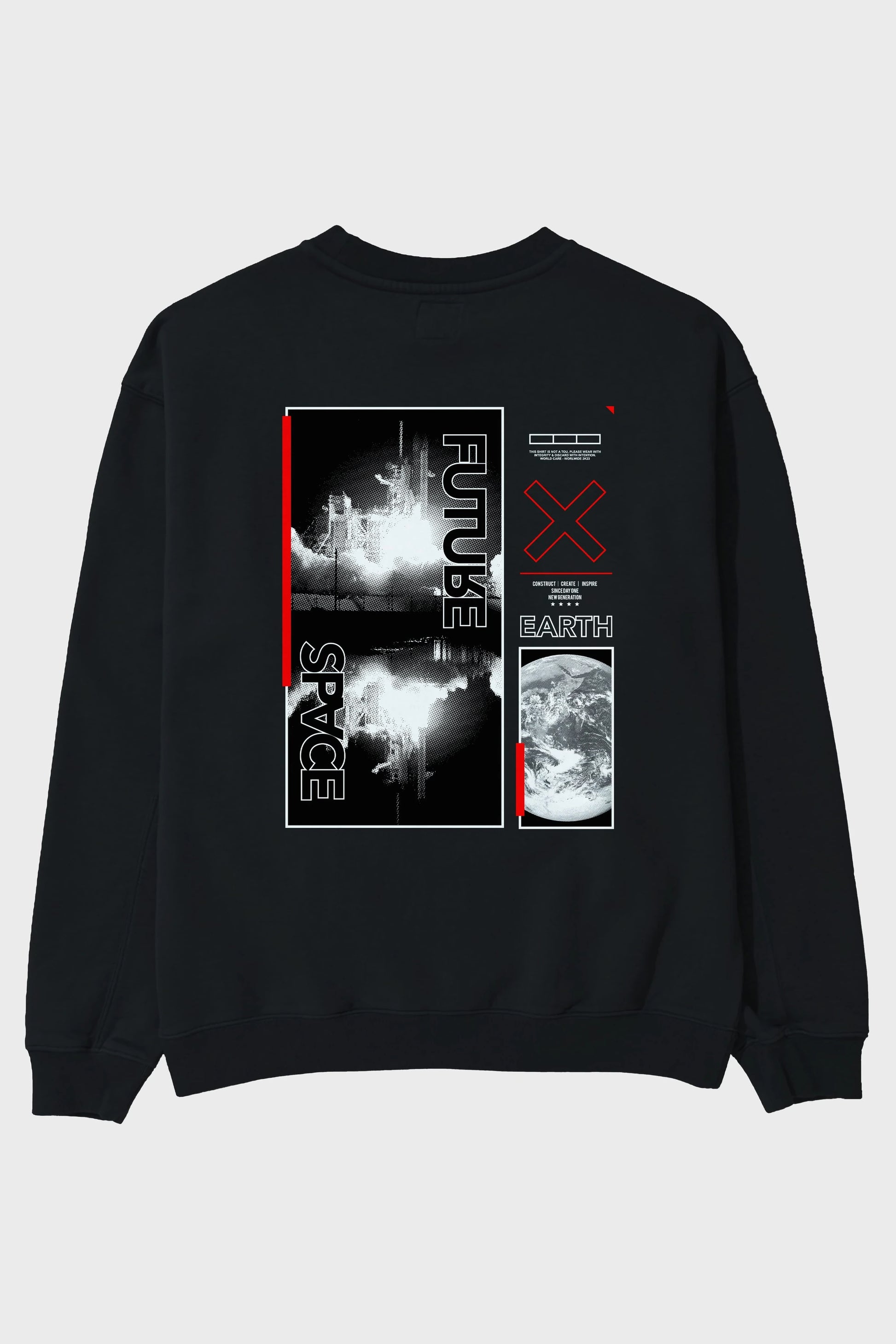 Future Space Arka Baskılı Oversize Sweatshirt Erkek Kadın Unisex