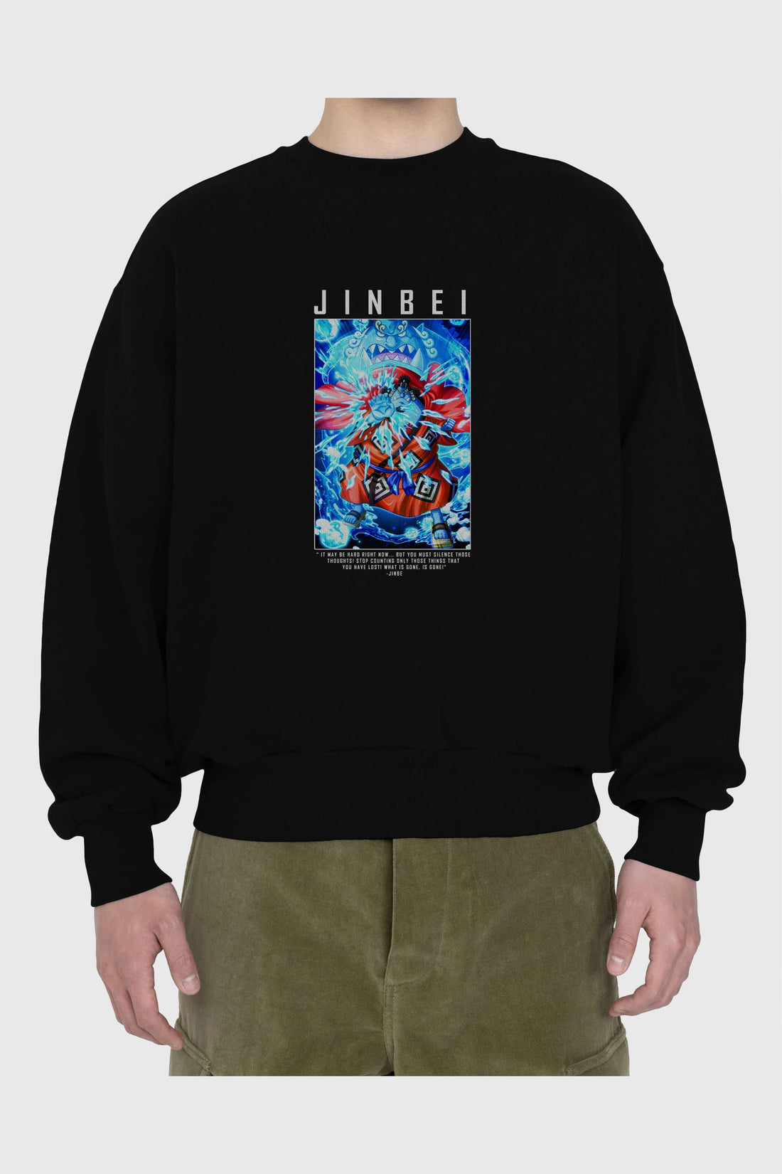Jinbei Ön Baskılı Anime Oversize Sweatshirt Erkek Kadın Unisex