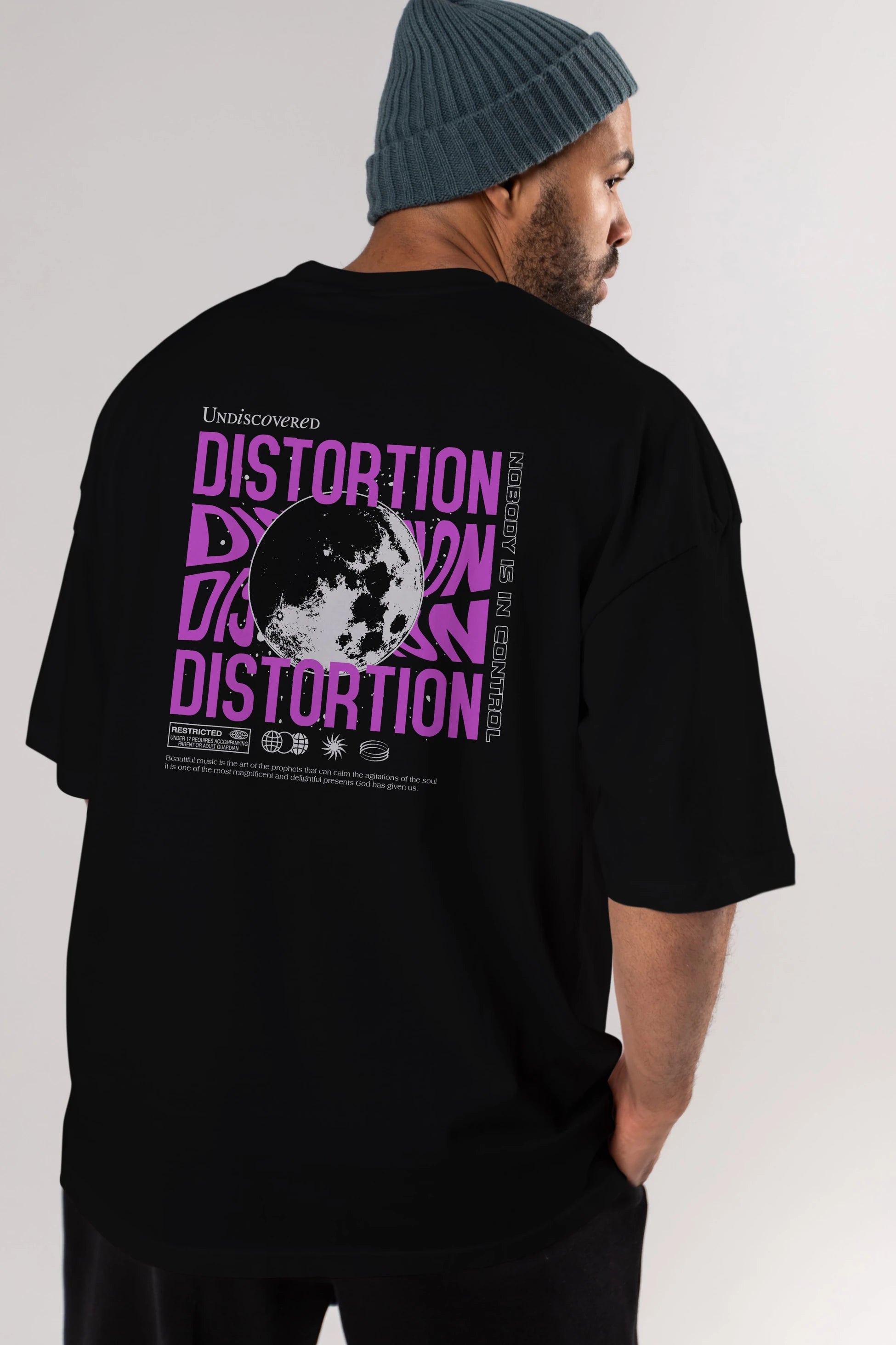Distortion Arka Baskılı Oversize t-shirt Erkek Kadın Unisex