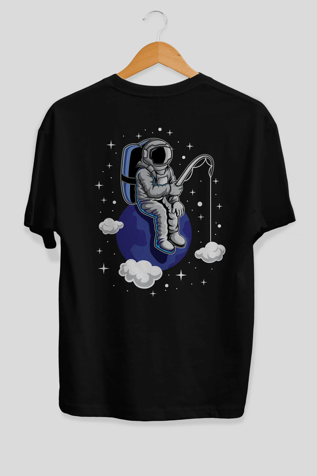 Astronaut Fishing (2) Arka Baskılı Oversize t-shirt Erkek Kadın Unisex