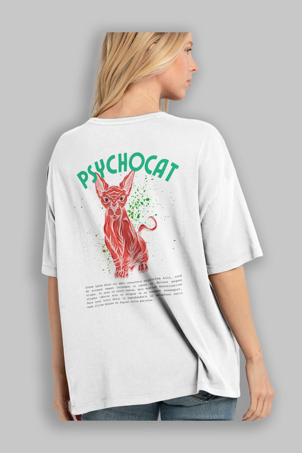Psychocat Arka Baskılı Oversize t-shirt Erkek Kadın Unisex