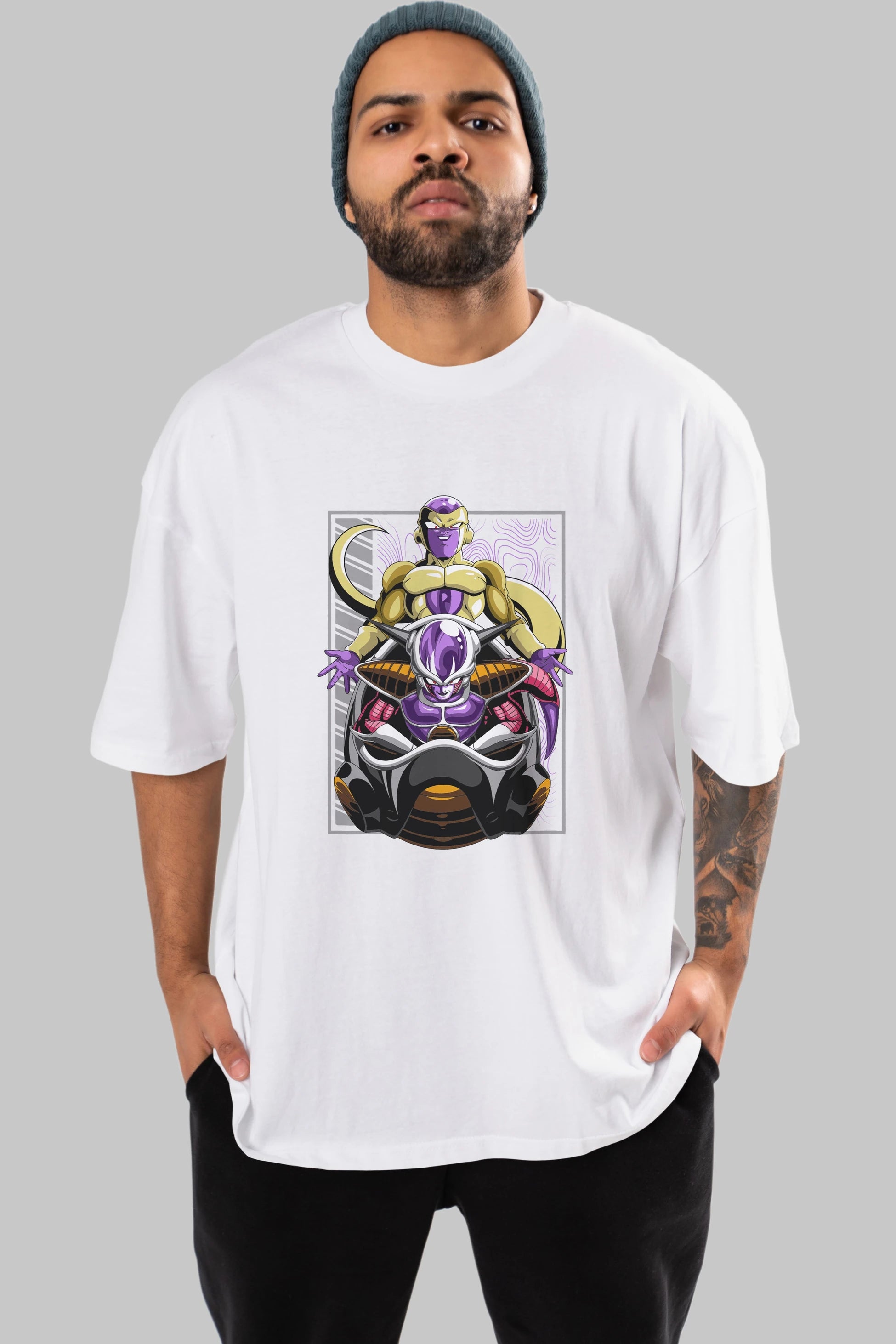 DragonBall Freezer Anime Ön Baskılı Oversize t-shirt %100 pamuk Erkek Kadın Unisex