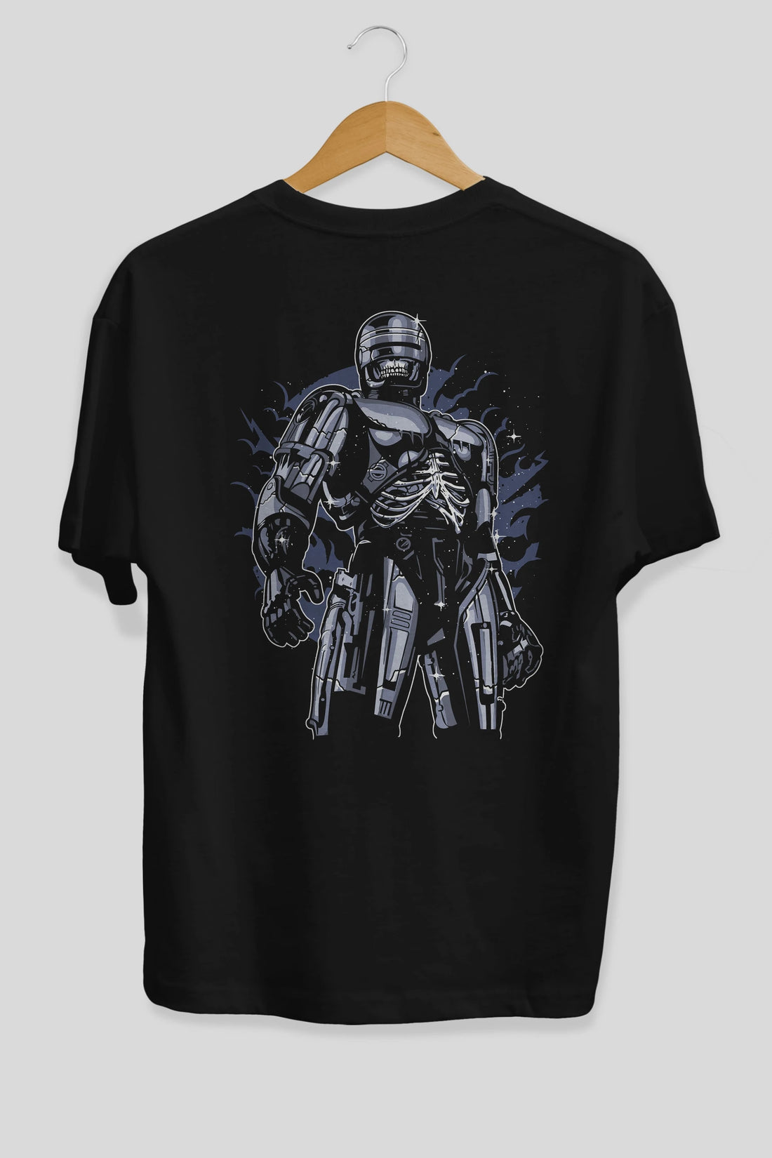 Roboskull Arka Baskılı Oversize t-shirt Erkek Kadın Unisex %100 Pamuk
