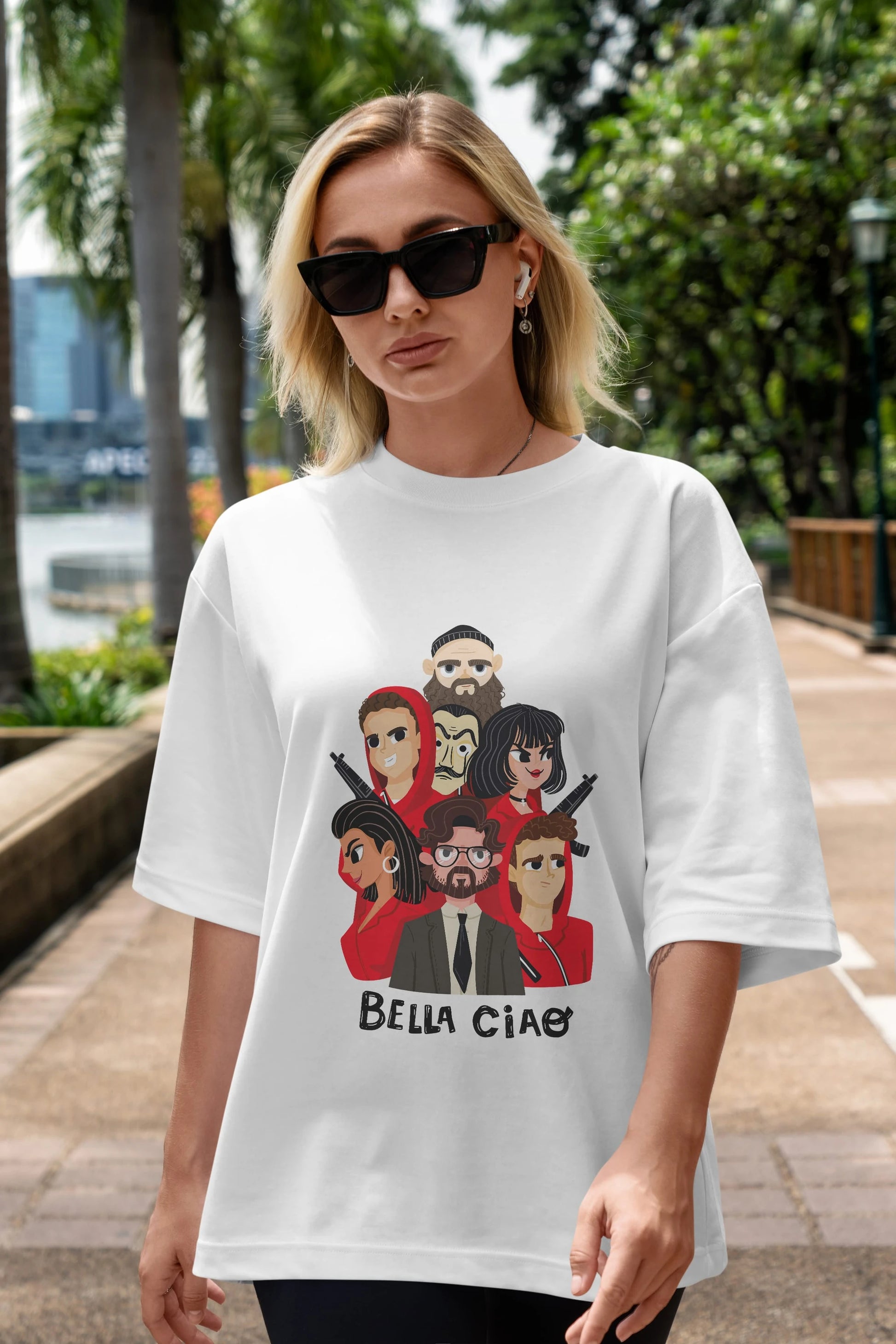 La Casa De Papel (13) Ön Baskılı Oversize t-shirt Erkek Kadın Unisex %100 Pamuk Bisiklet Yaka tişort