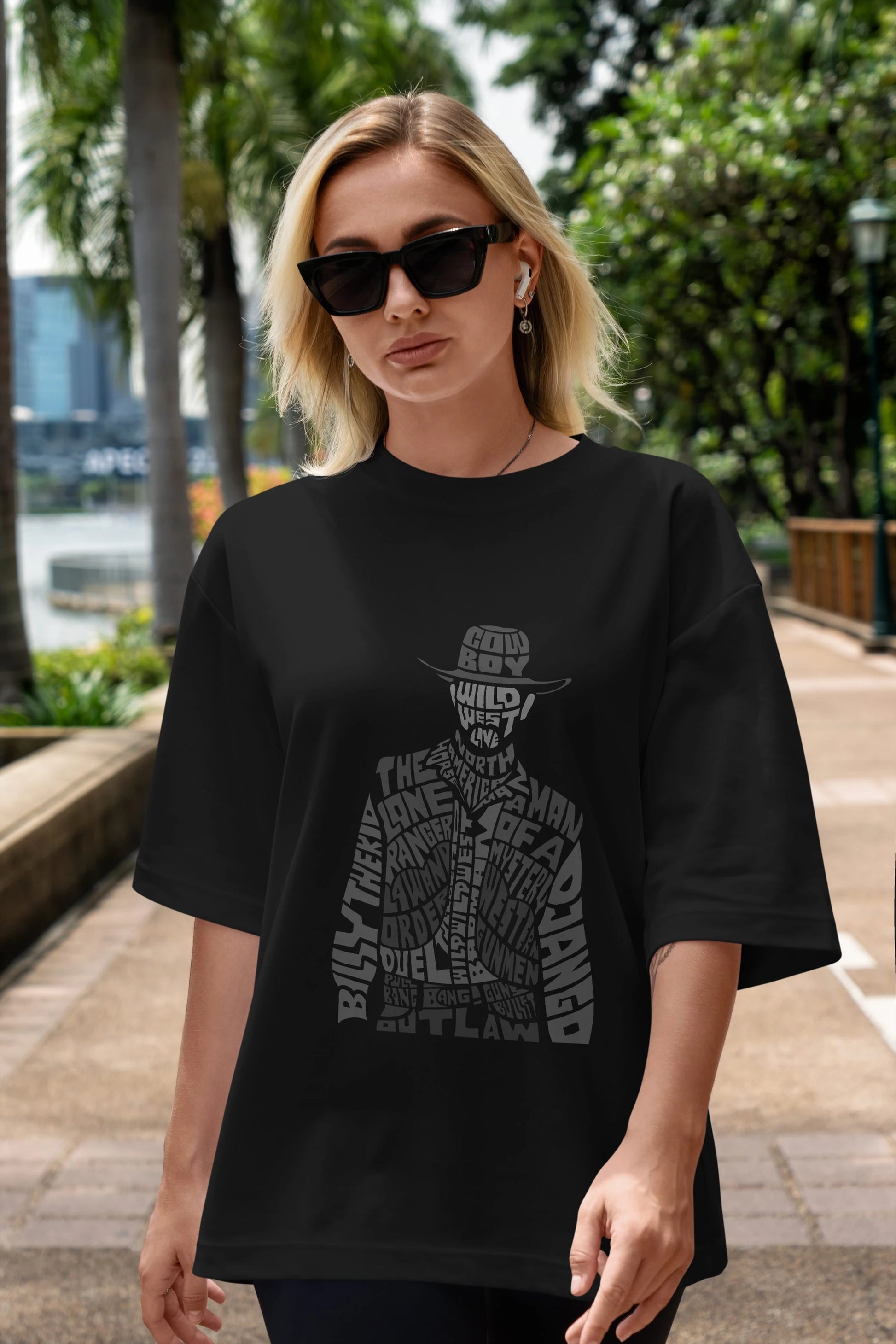 Cowboy Ön Baskılı Oversize t-shirt %100 pamuk Erkek Kadın Unisex