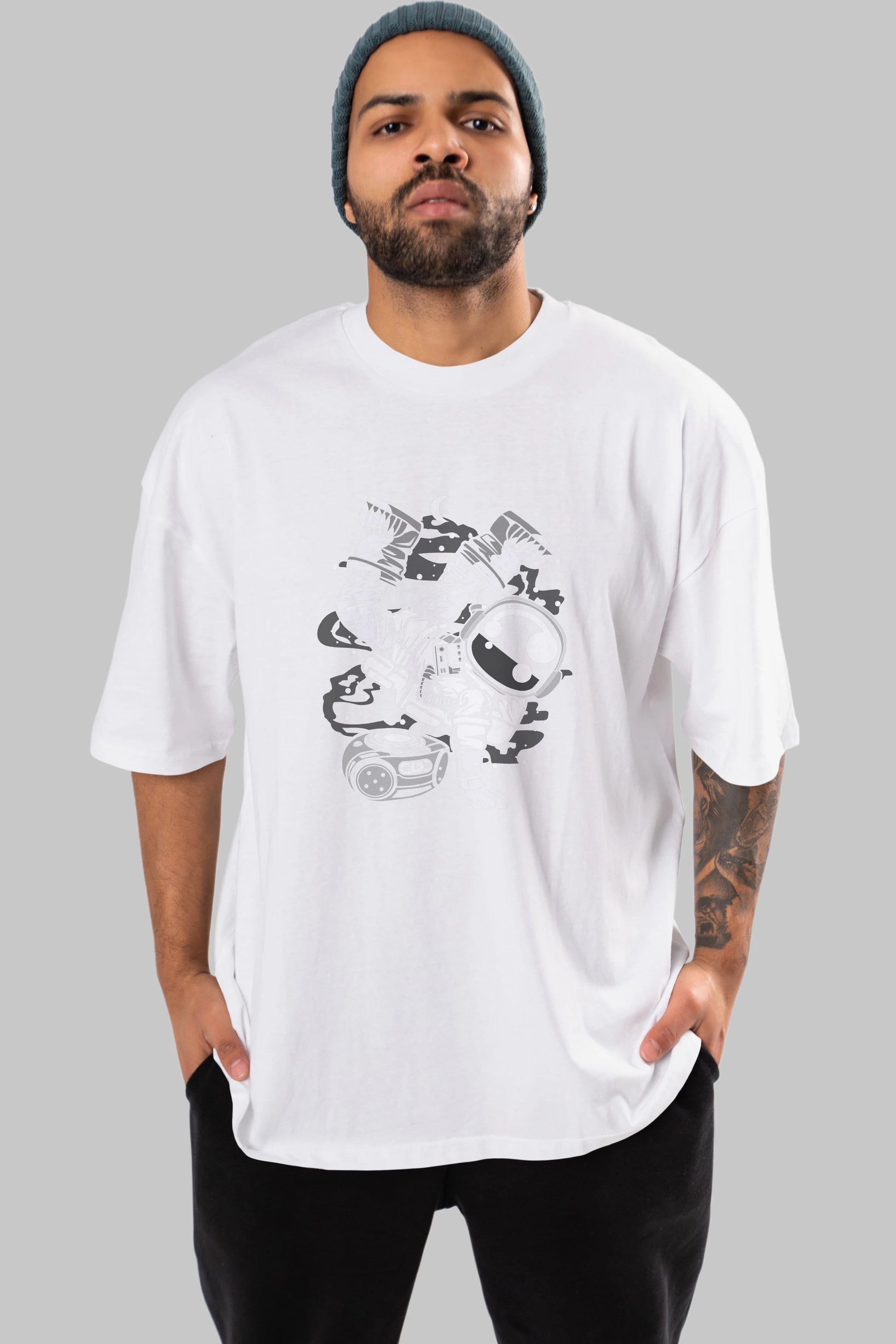 Space Breakdance Ön Baskılı Oversize t-shirt Erkek Kadın Unisex