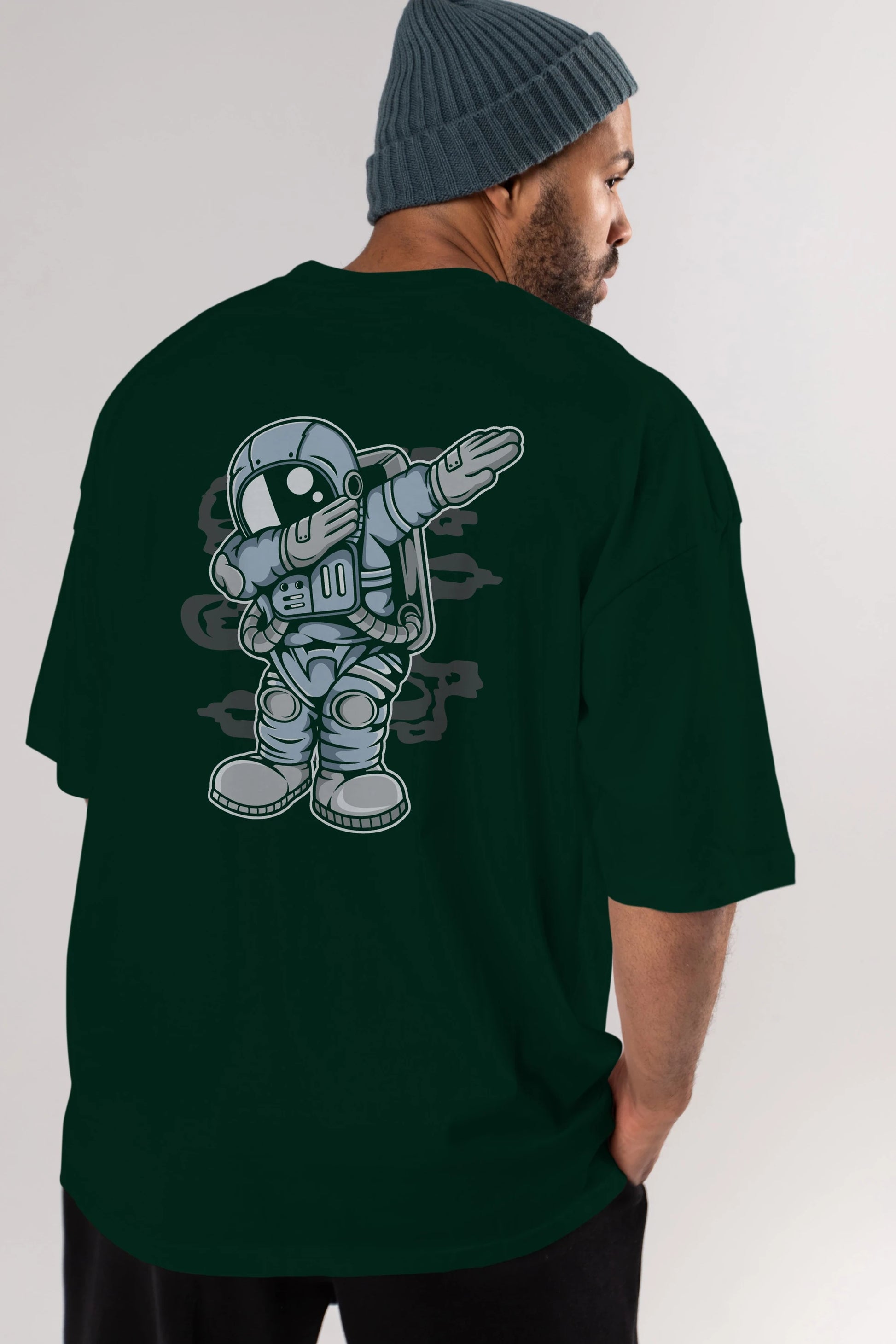 Astronaut Dab Arka Baskılı Oversize t-shirt Erkek Kadın Unisex