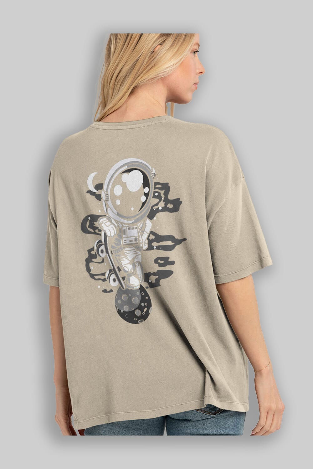Astronaut Skater Boy Arka Baskılı Oversize t-shirt Erkek Kadın Unisex