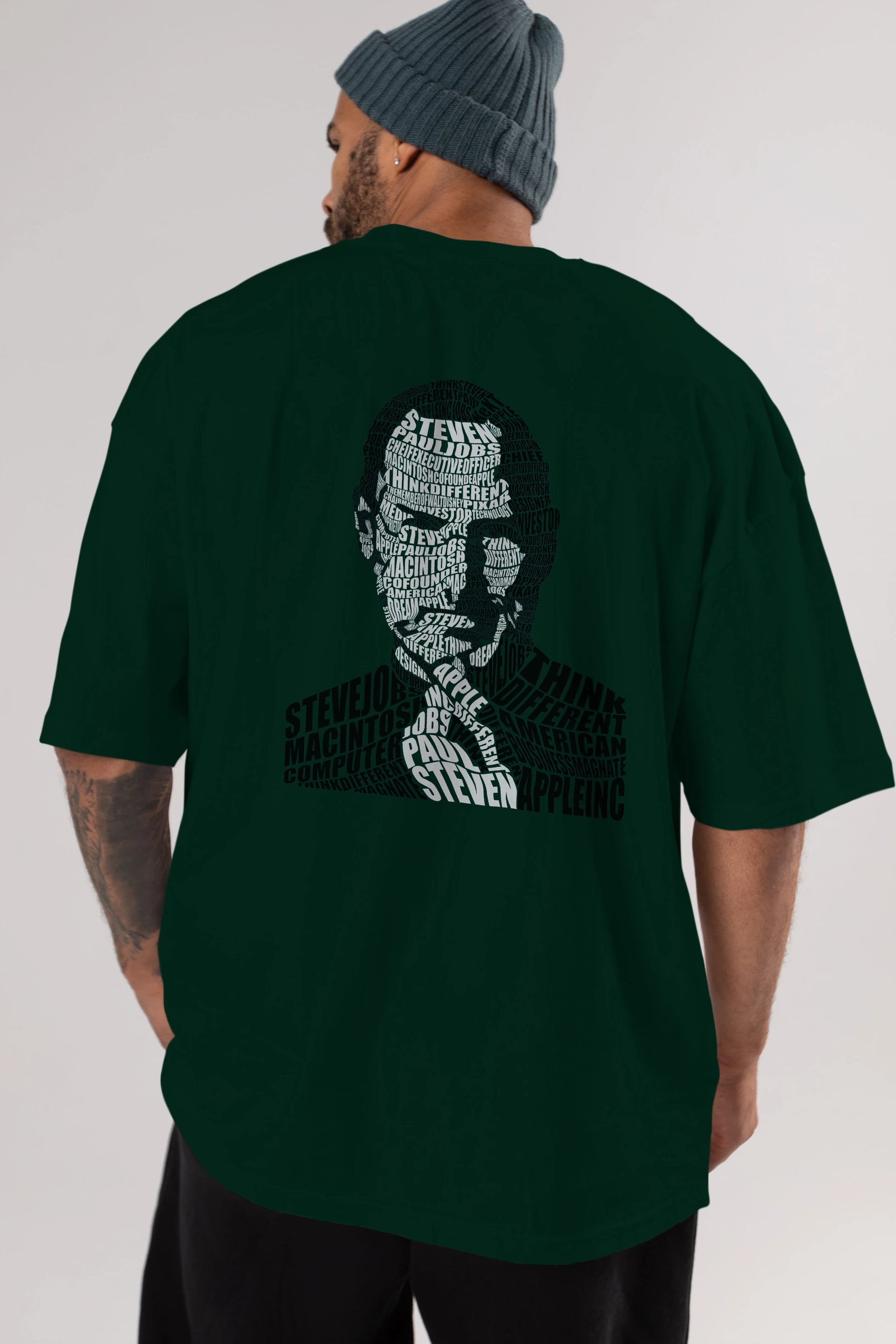 Steve Jobs Calligram Arka Baskılı Oversize t-shirt %100 pamuk Erkek Kadın Unisex