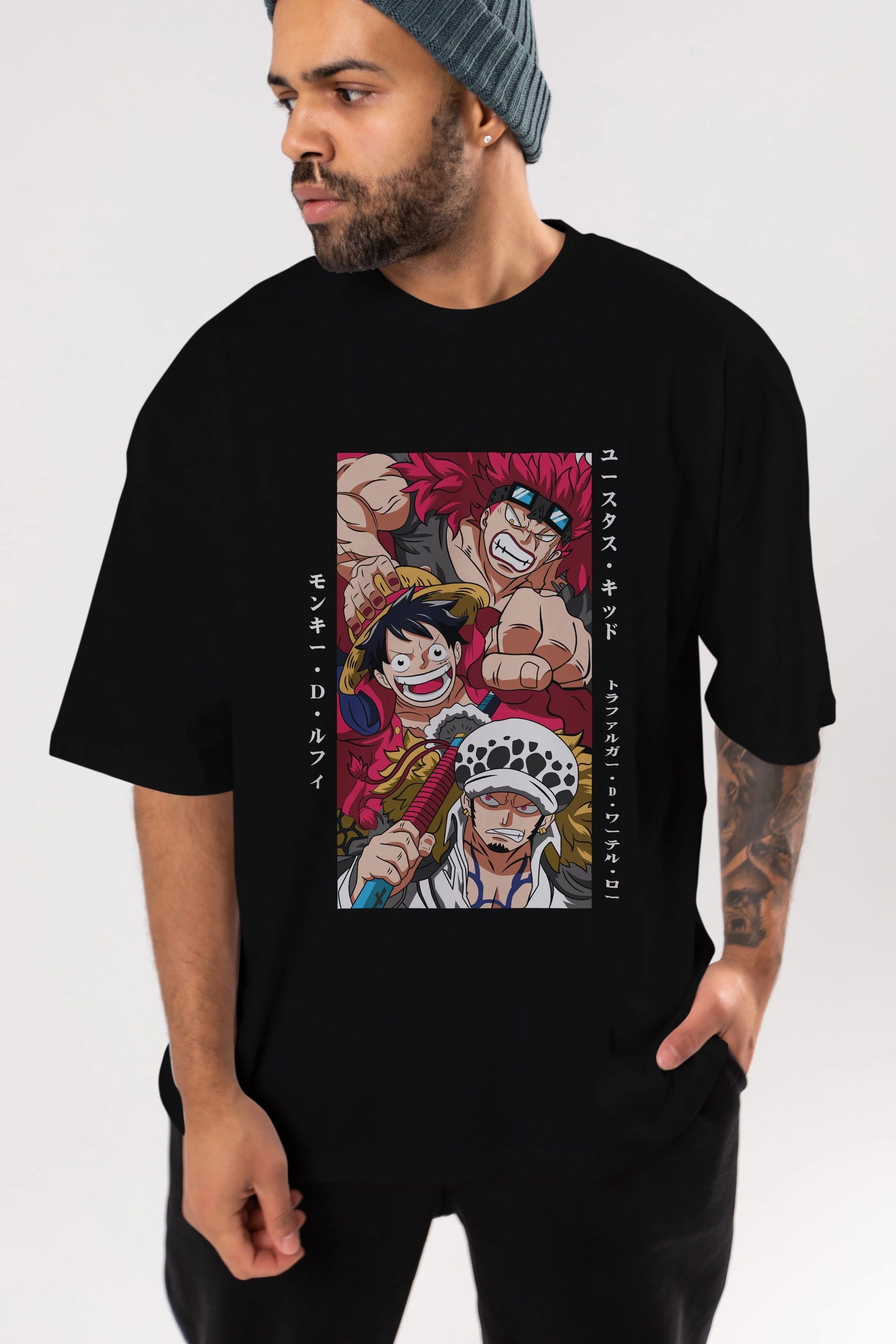 SUPER NOVAS one piece Anime Ön Baskılı Oversize t-shirt %100 pamuk Erkek Kadın Unisex