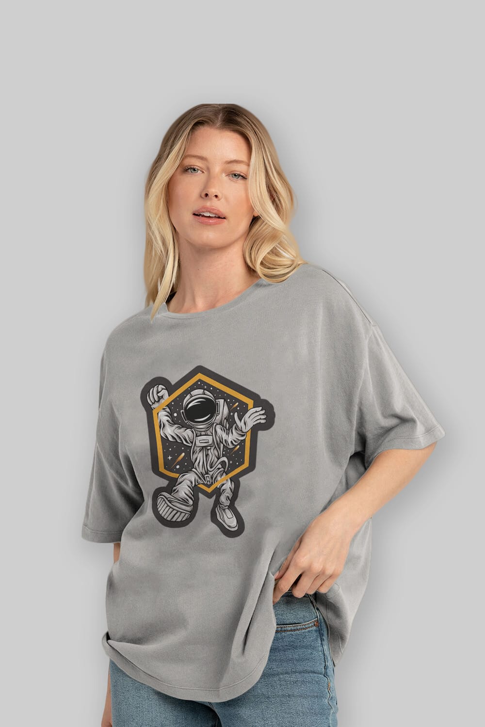 Astrofun Sticker Ön Baskılı Oversize t-shirt Erkek Kadın Unisex