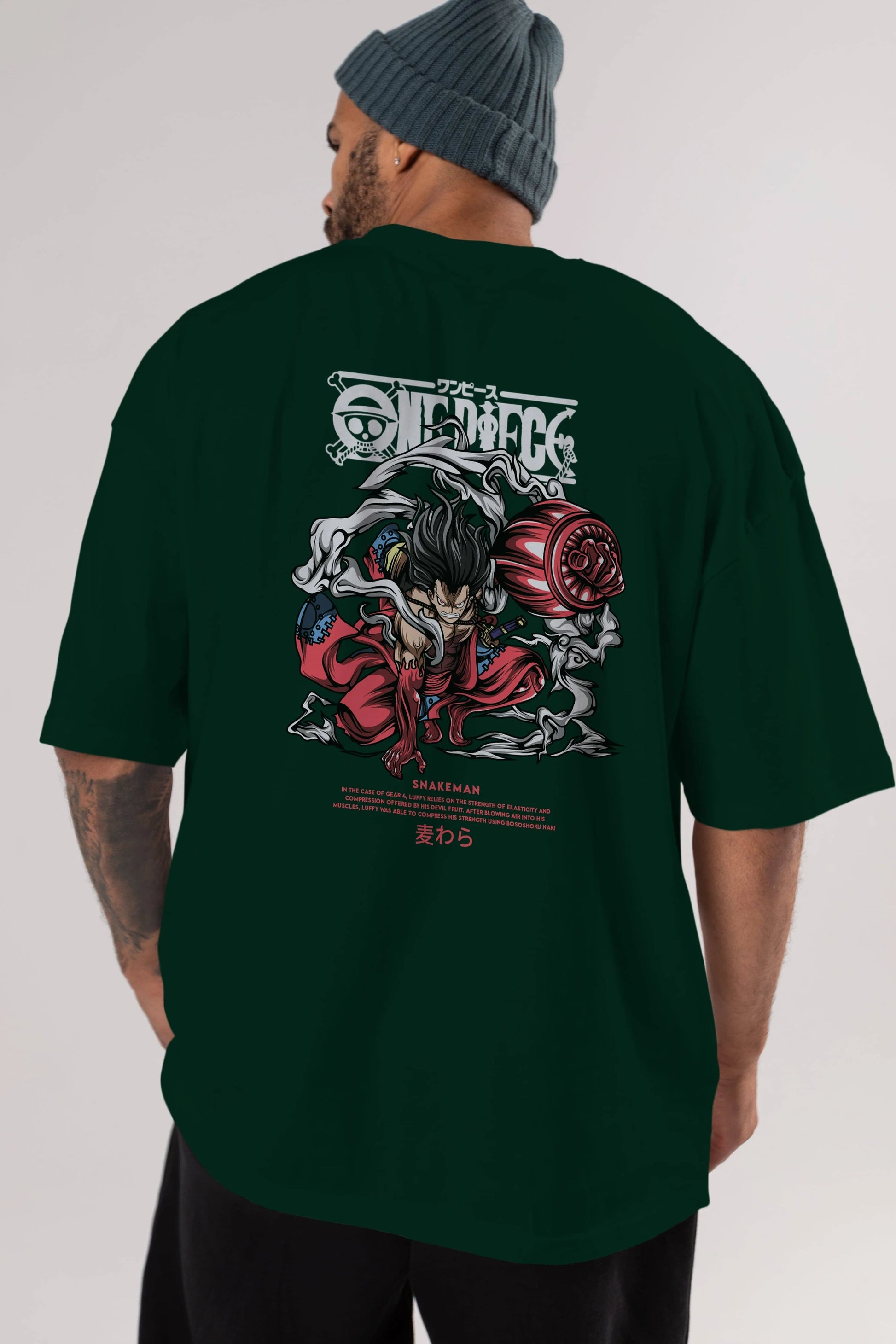 One Piece Snakeman Anime Arka Baskılı Oversize t-shirt Erkek Kadın Unisex