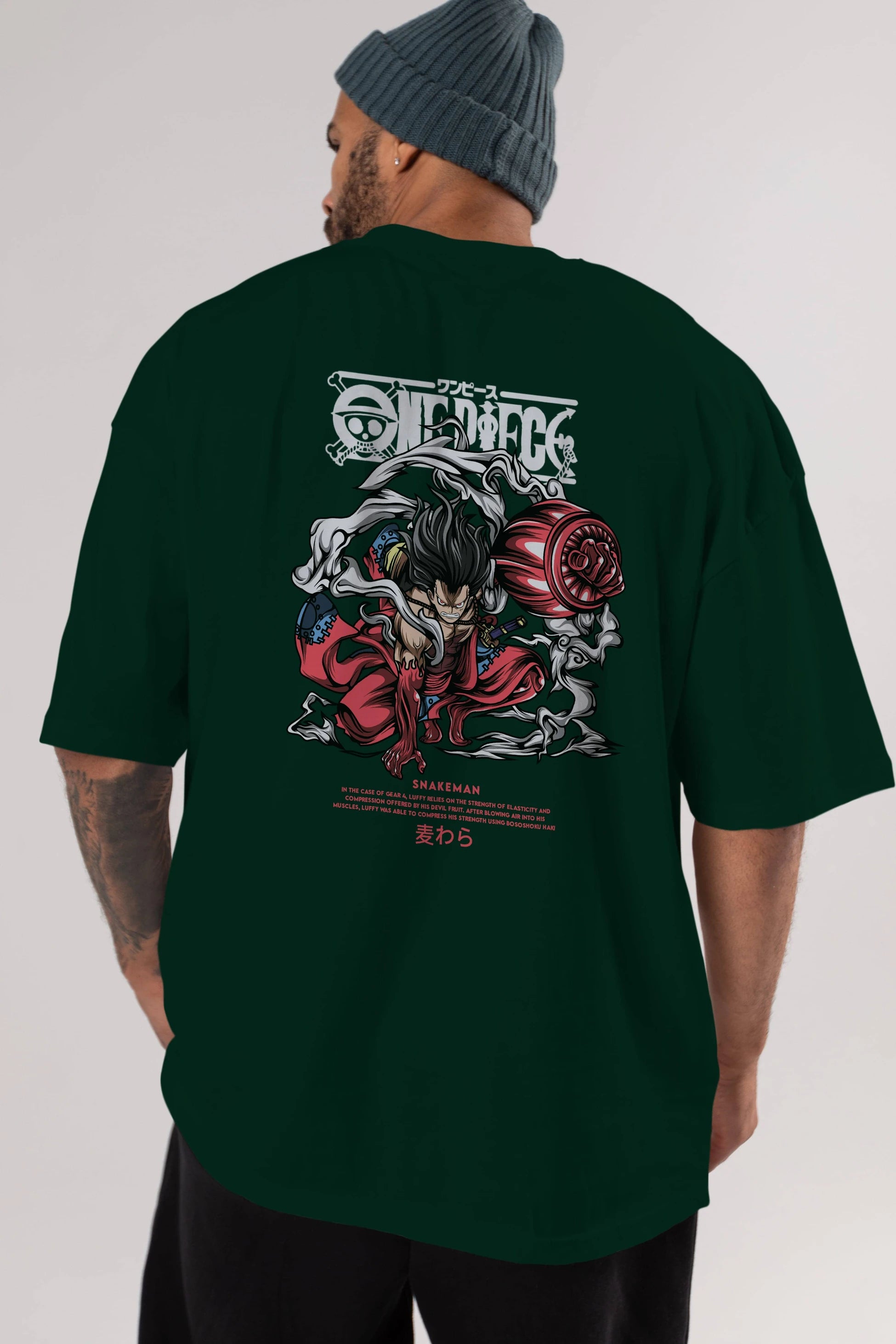 One Piece Snakeman Anime Arka Baskılı Oversize t-shirt Erkek Kadın Unisex