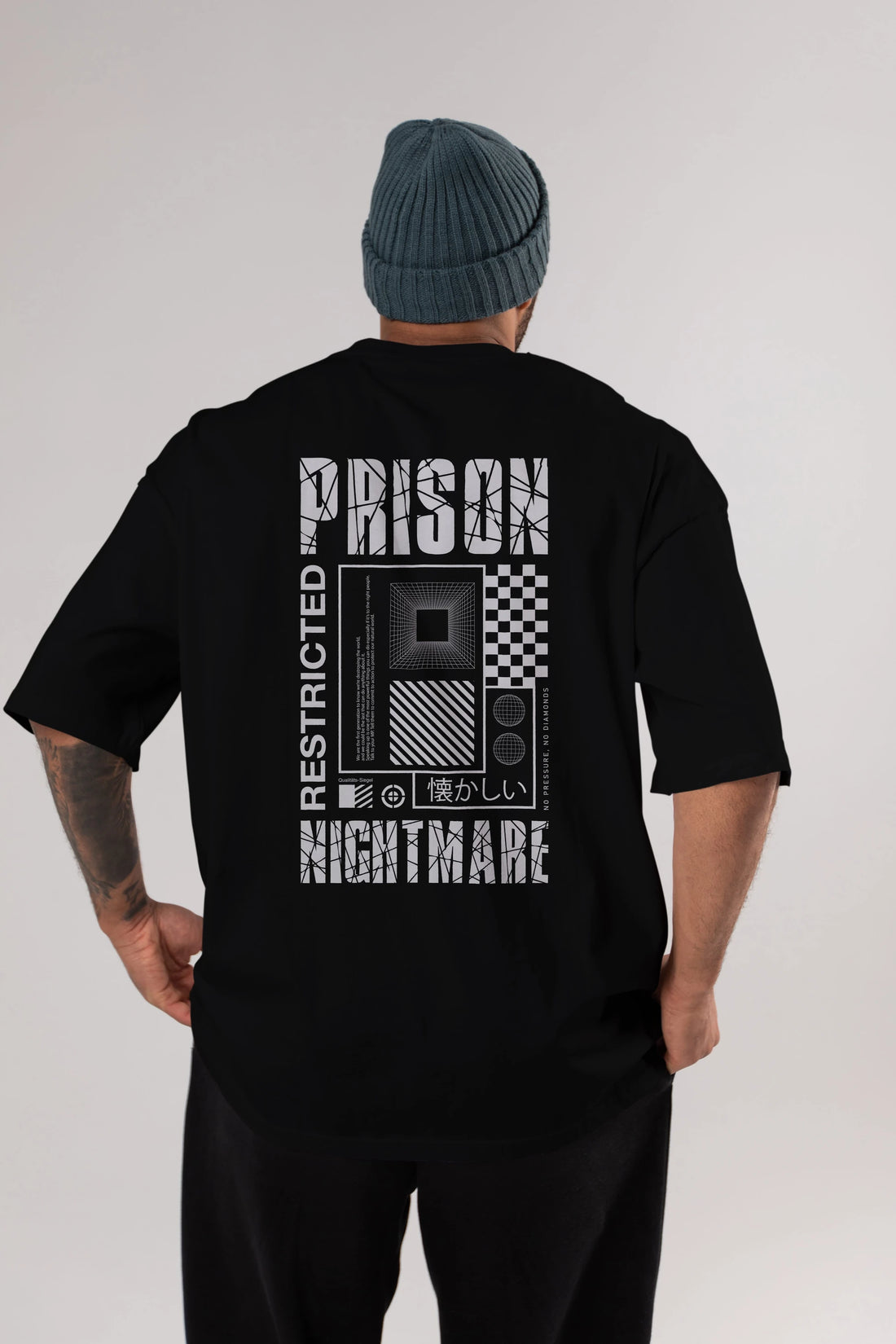 Prison Nightmare Arka Baskılı Oversize t-shirt Erkek Kadın Unisex