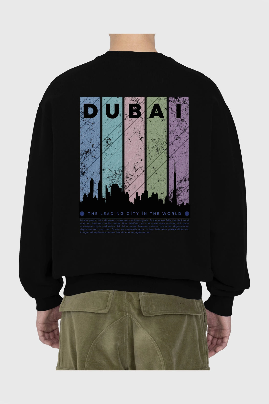 Dubai Yazılı Arka Baskılı Oversize Sweatshirt Erkek Kadın Unisex