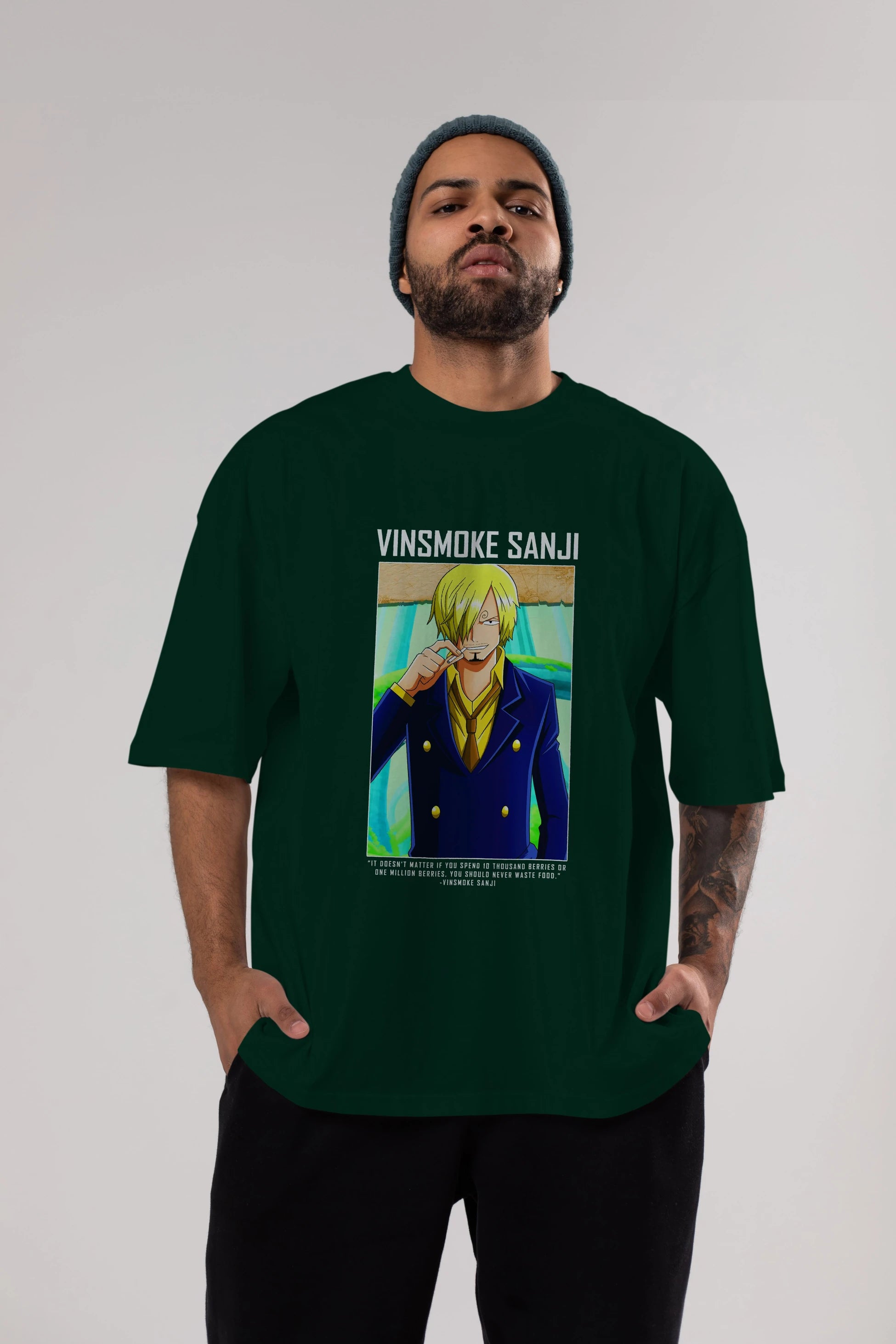 Sanji 2 Anime Ön Baskılı Oversize t-shirt Erkek Kadın Unisex