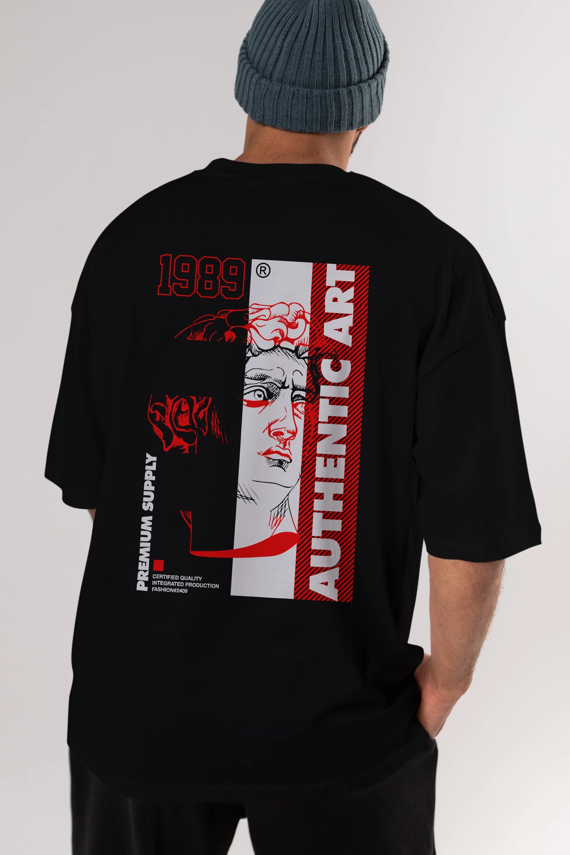 Authentic Art Arka Baskılı Oversize t-shirt Erkek Kadın Unisex