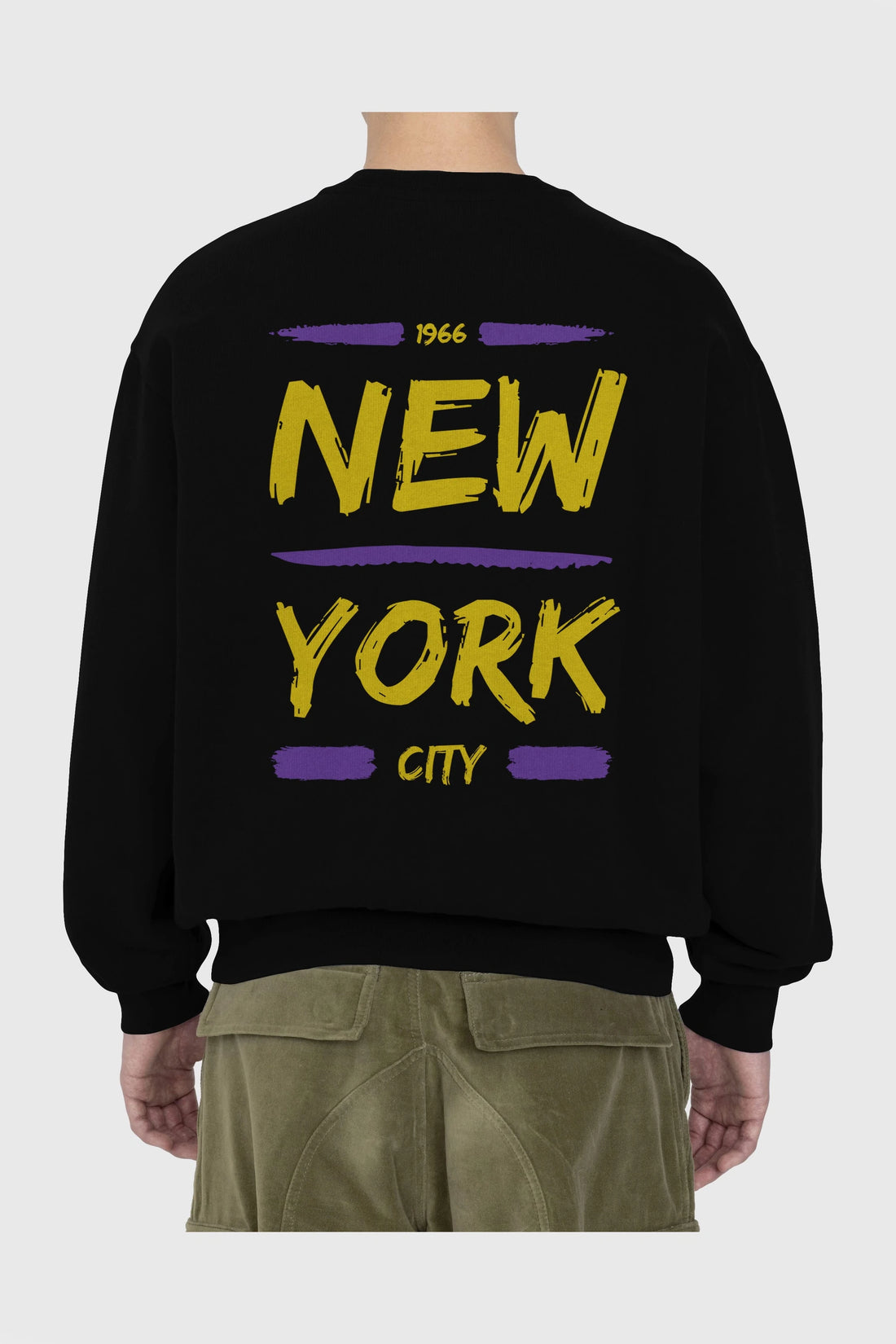 New York City 2 Arka Baskılı Oversize Sweatshirt Erkek Kadın Unisex