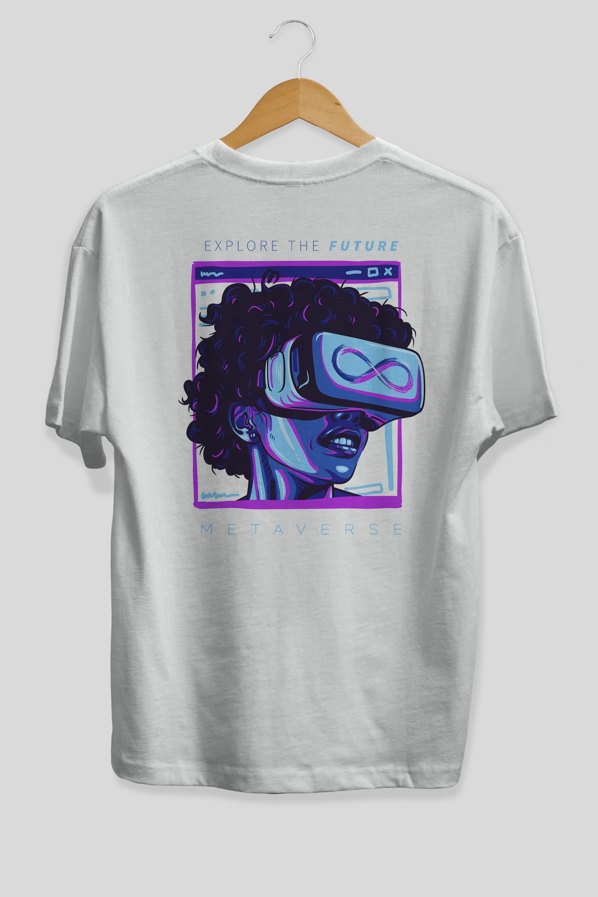 Metaverse Arka Baskılı Oversize t-shirt Erkek Kadın Unisex