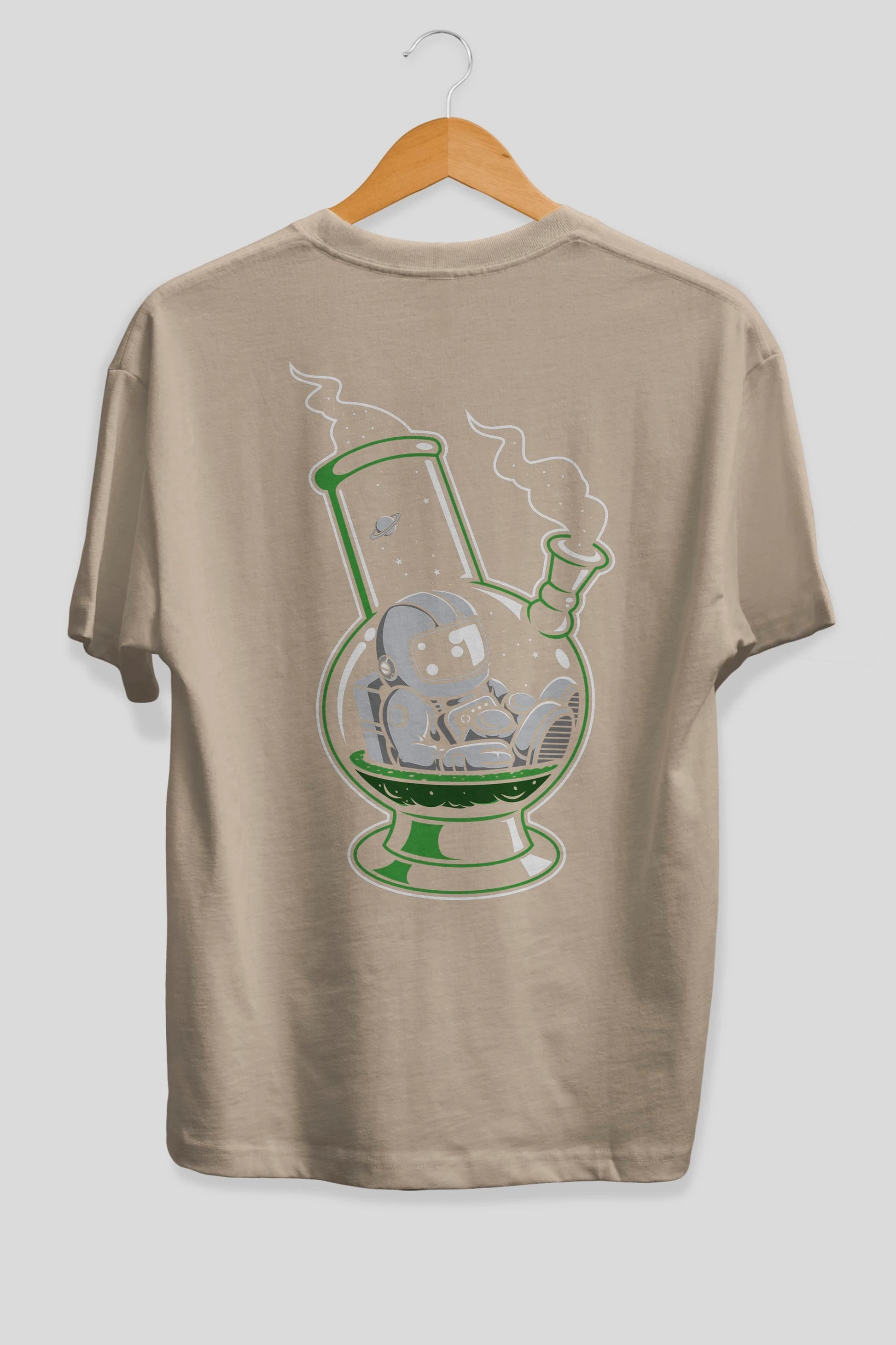 Astronaut Bong Arka Baskılı Oversize t-shirt Erkek Kadın Unisex