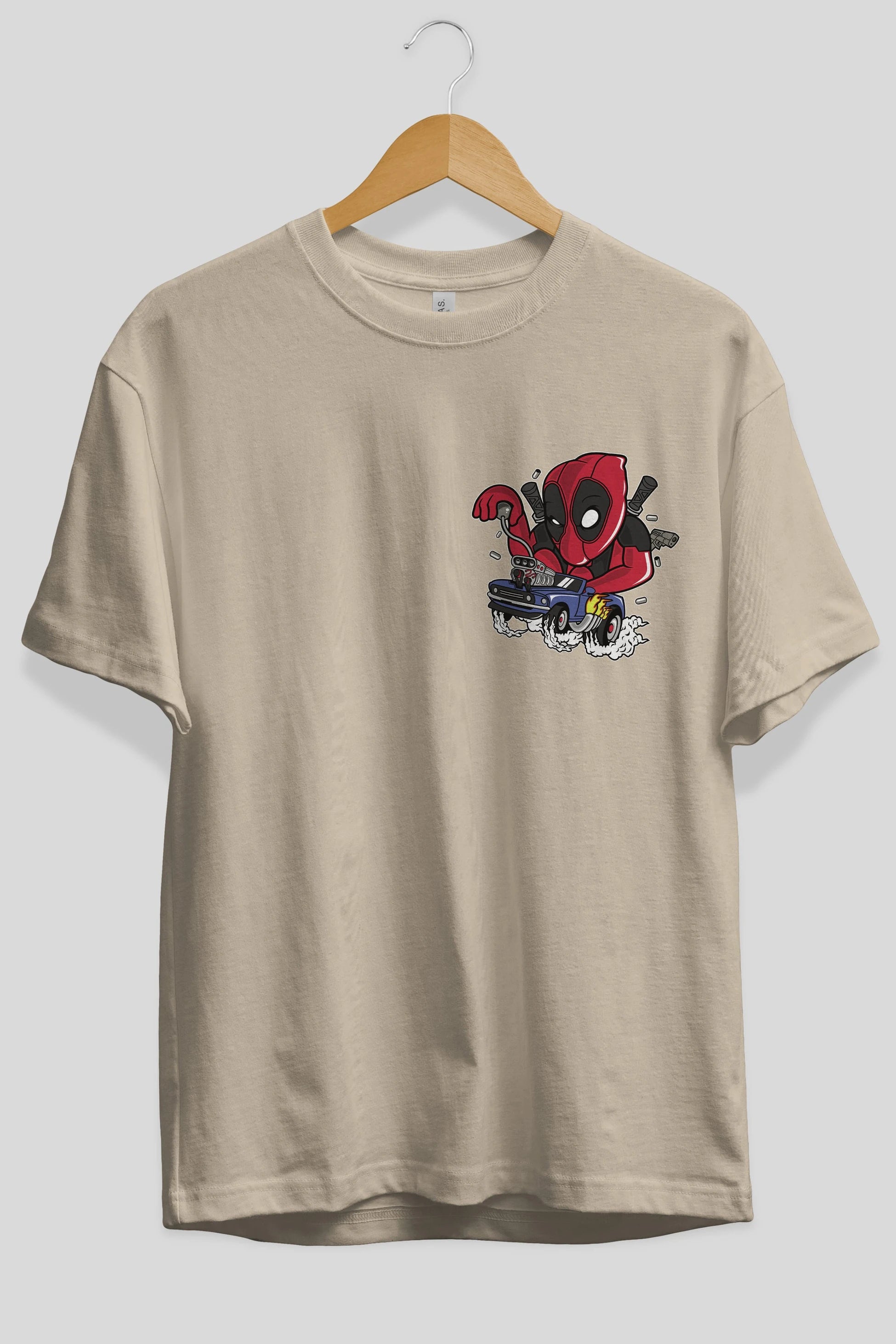 Deadpool (21) Ön Sol Baskılı Oversize t-shirt Erkek Kadın Unisex %100 Pamuk Bisiklet Yaka tişort